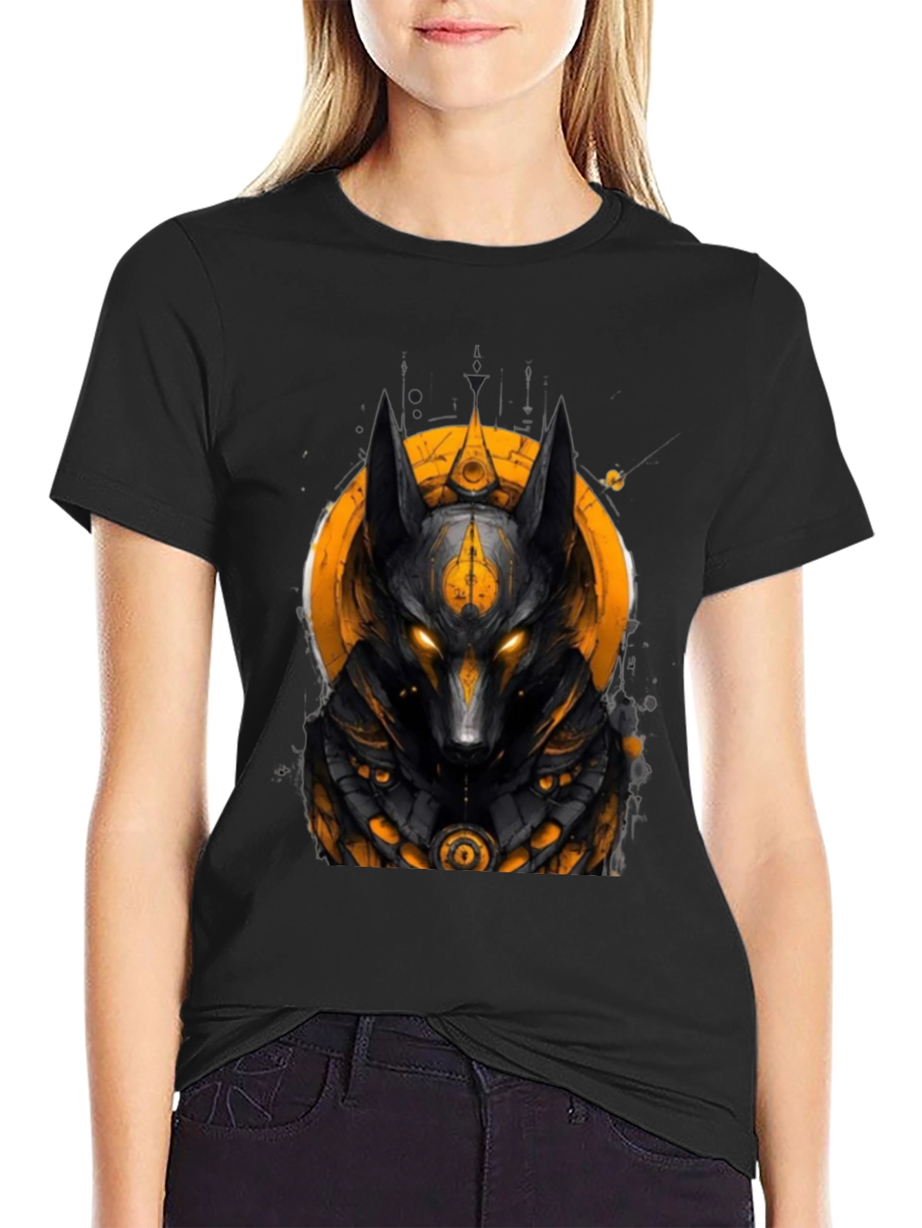 Anubis Graphic Black Tee - Egyptian God Style