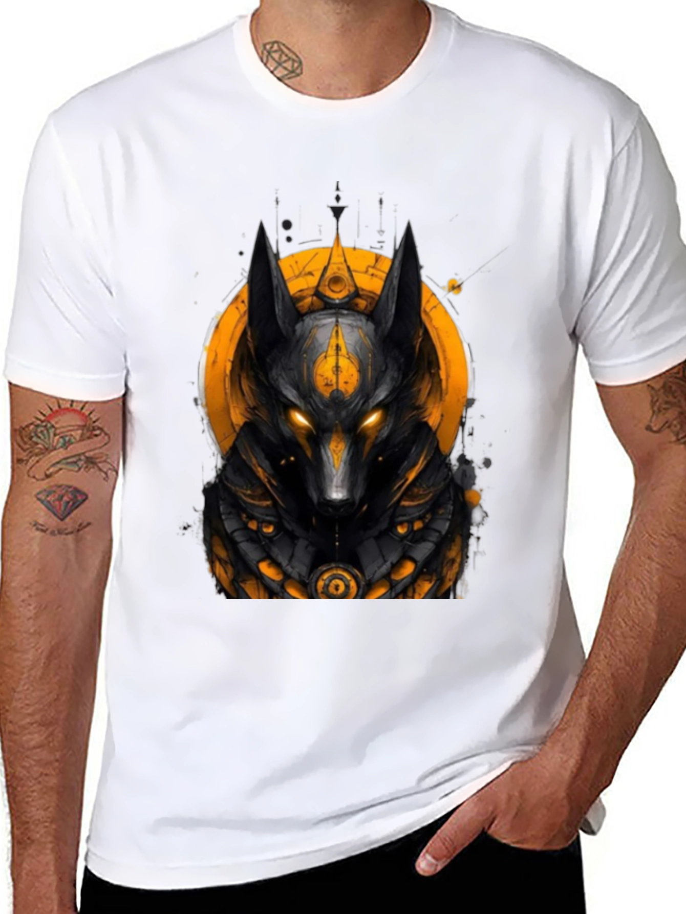 Anubis Graphic Black Tee - Egyptian God Style