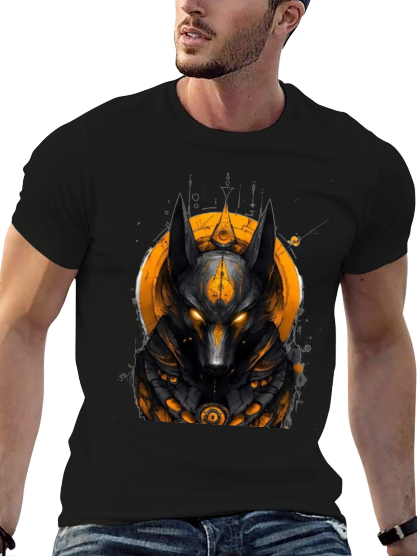 Anubis Graphic Black Tee - Egyptian God Style