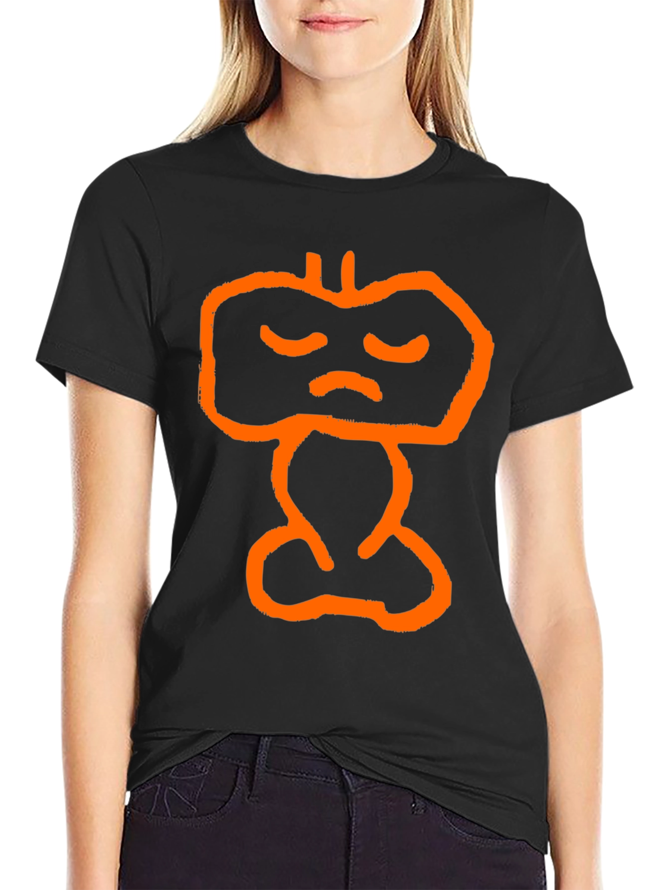Orange Sad Face Graphic Tee