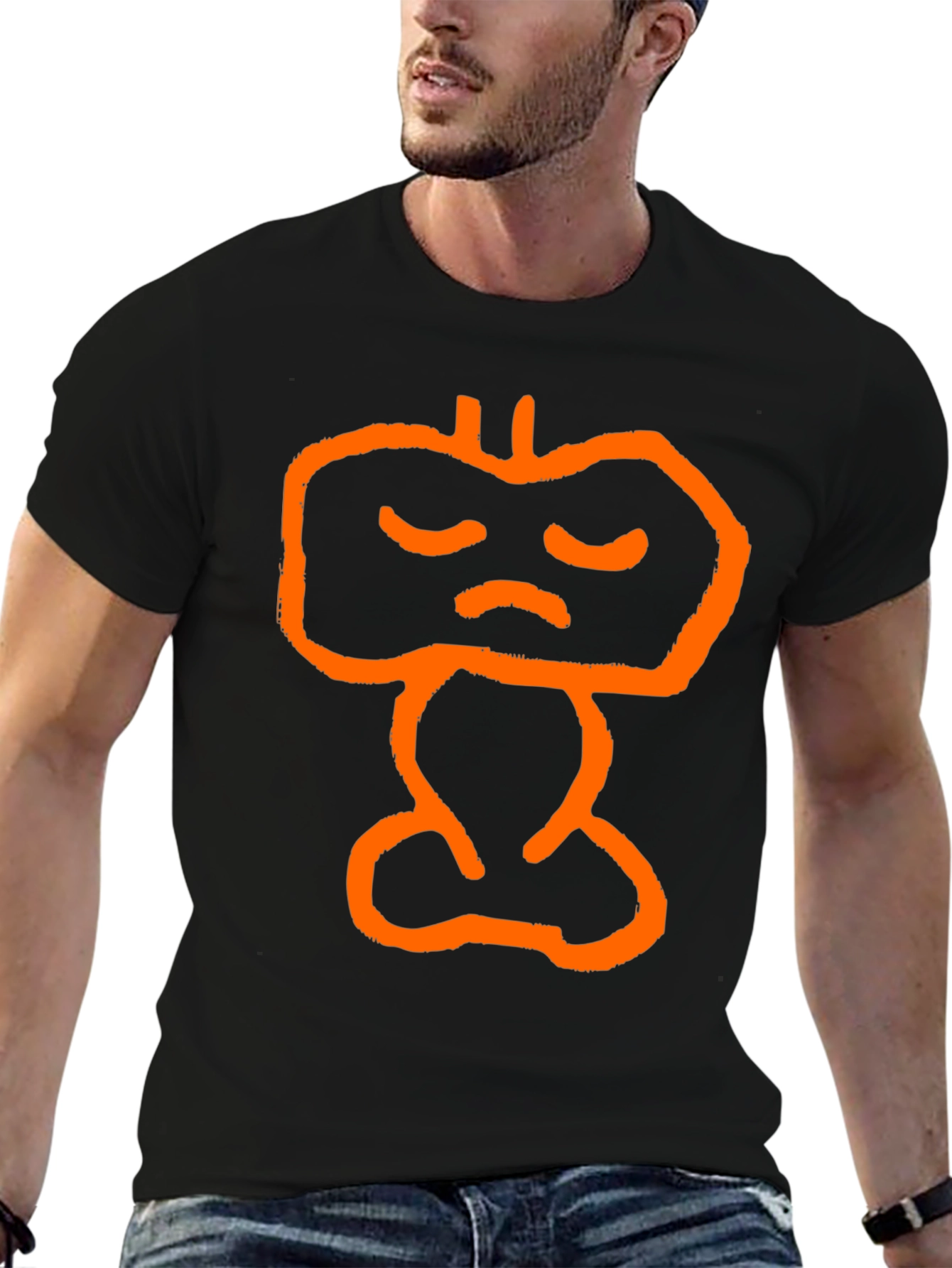 Orange Sad Face Graphic Tee