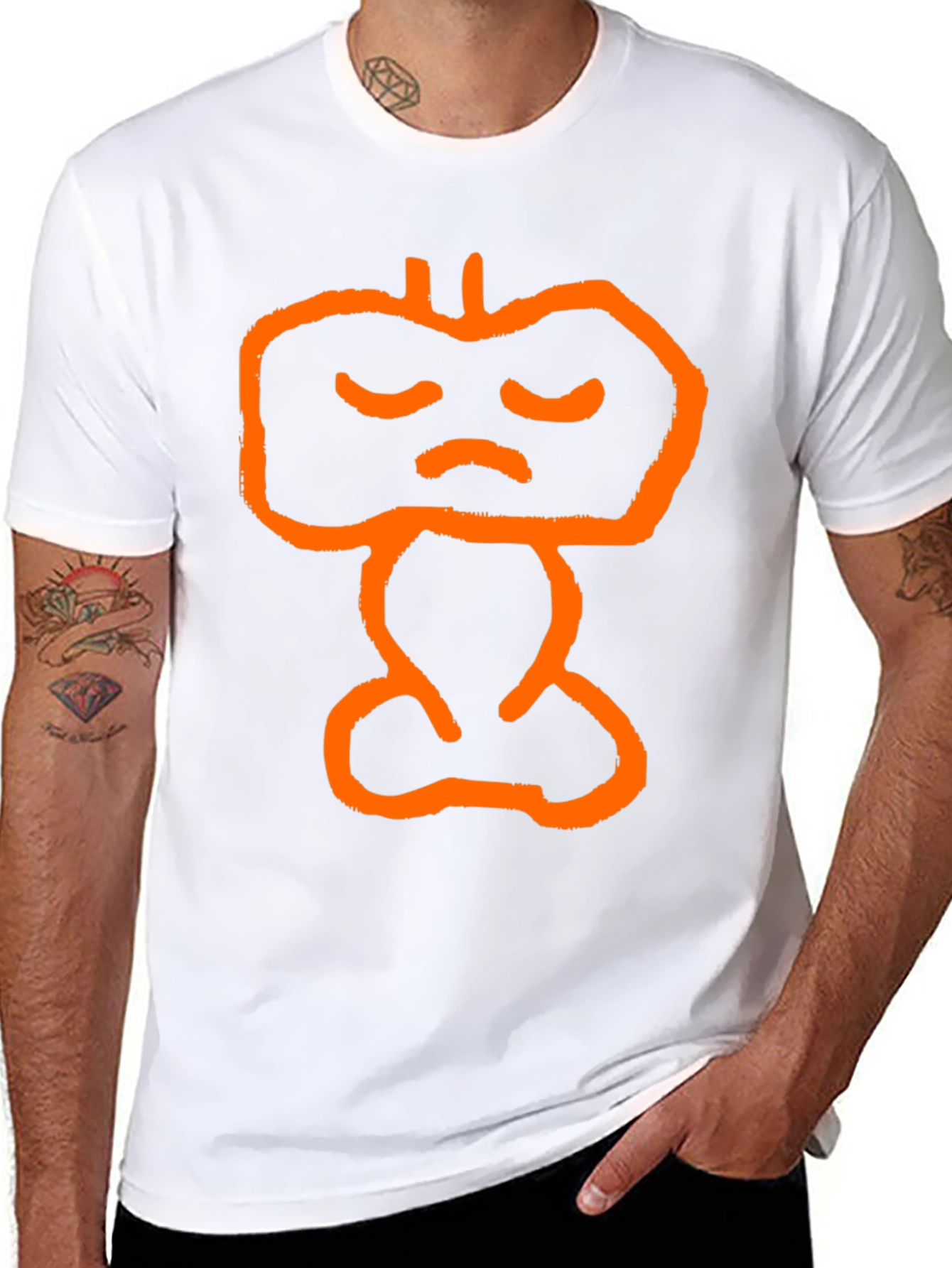 Orange Sad Face Graphic Tee