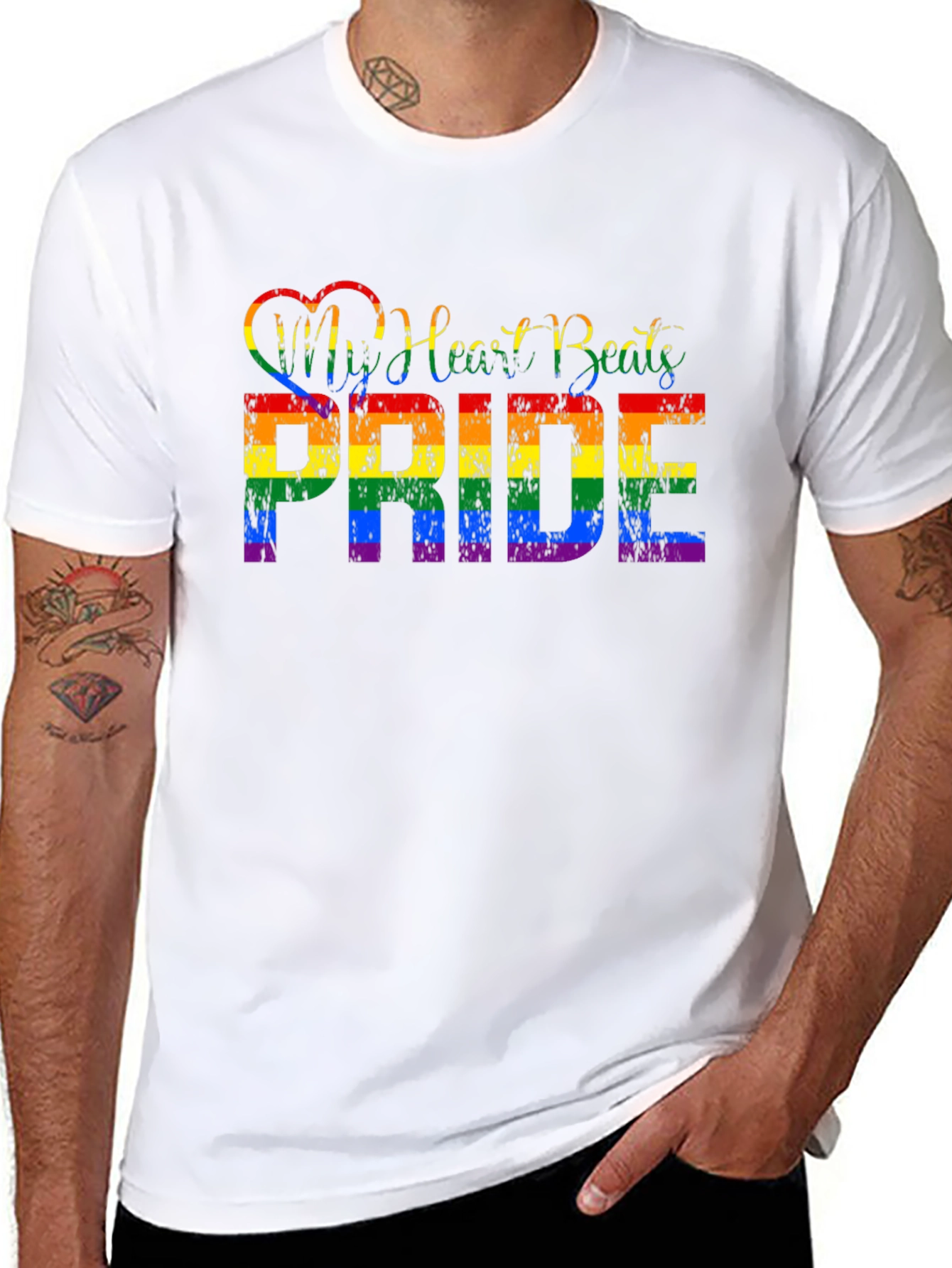 Pride Rainbow Heartbeat Graphic Tee
