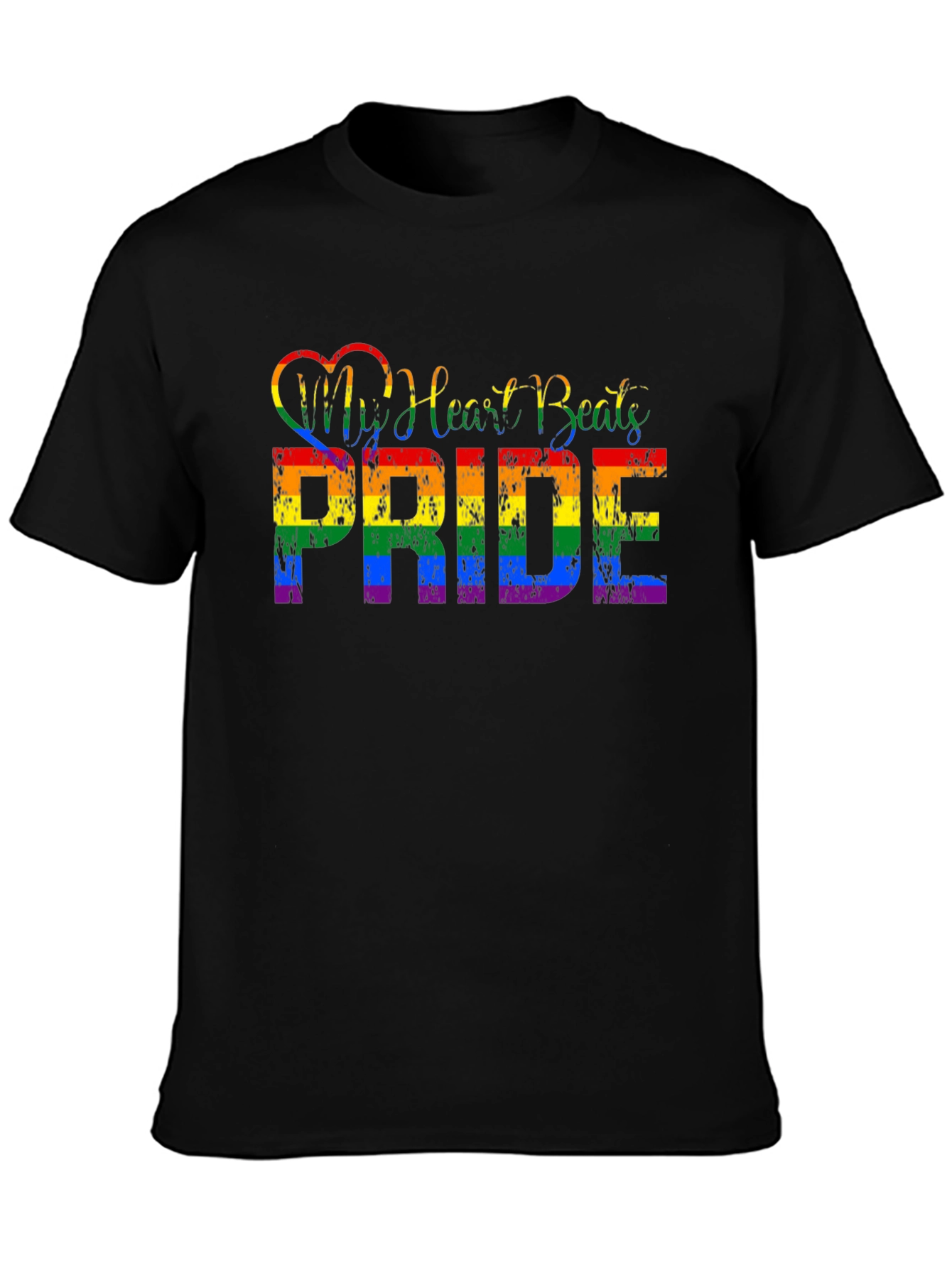 Pride Rainbow Heartbeat Graphic Tee