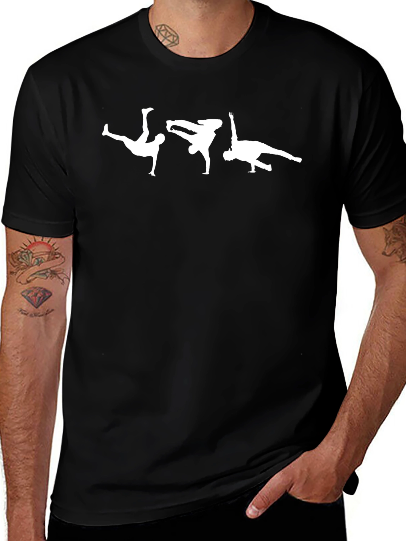Black Breakdance Silhouette Graphic Tee