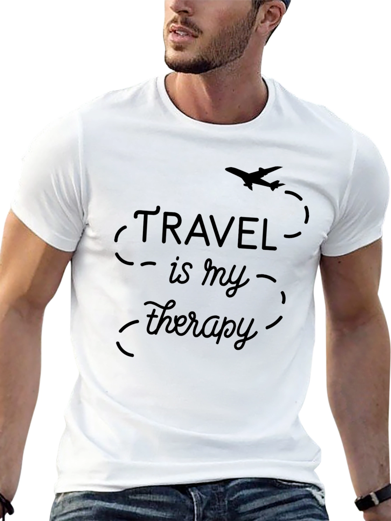 Travel is My Therapy T-Shirt | Airplane Graphic Tee