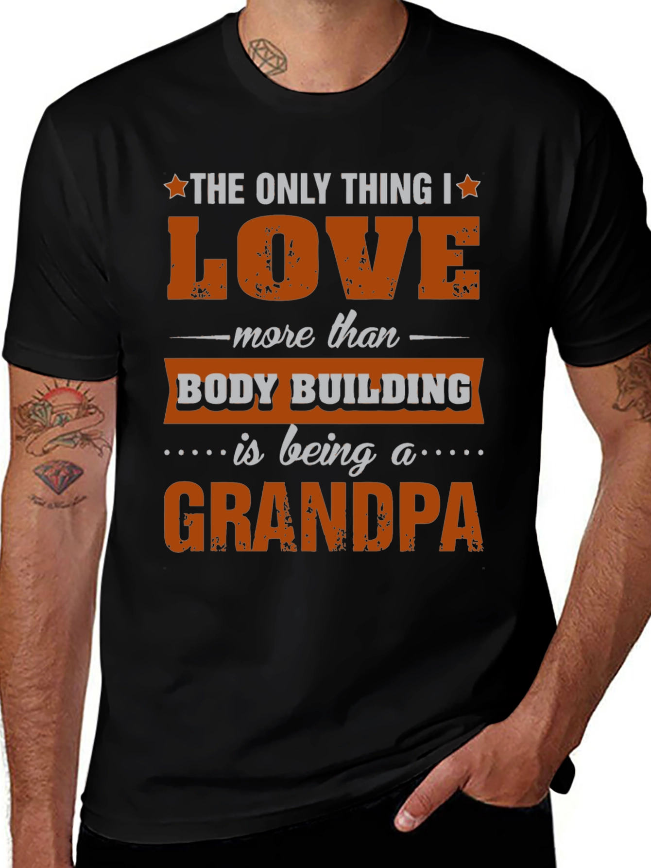 Bodybuilding Grandpa T-Shirt Mens Graphic Tee