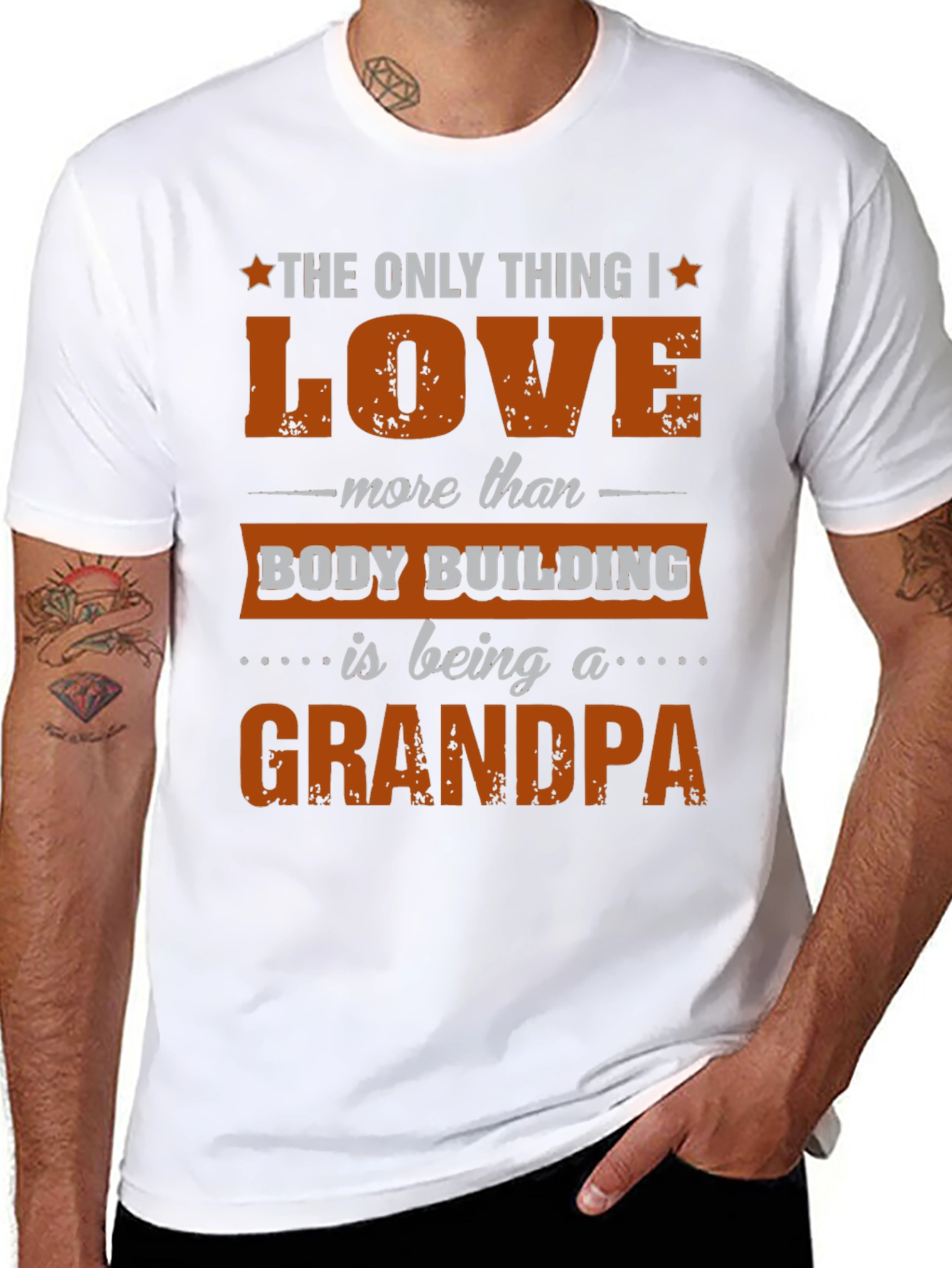 Bodybuilding Grandpa T-Shirt Mens Graphic Tee