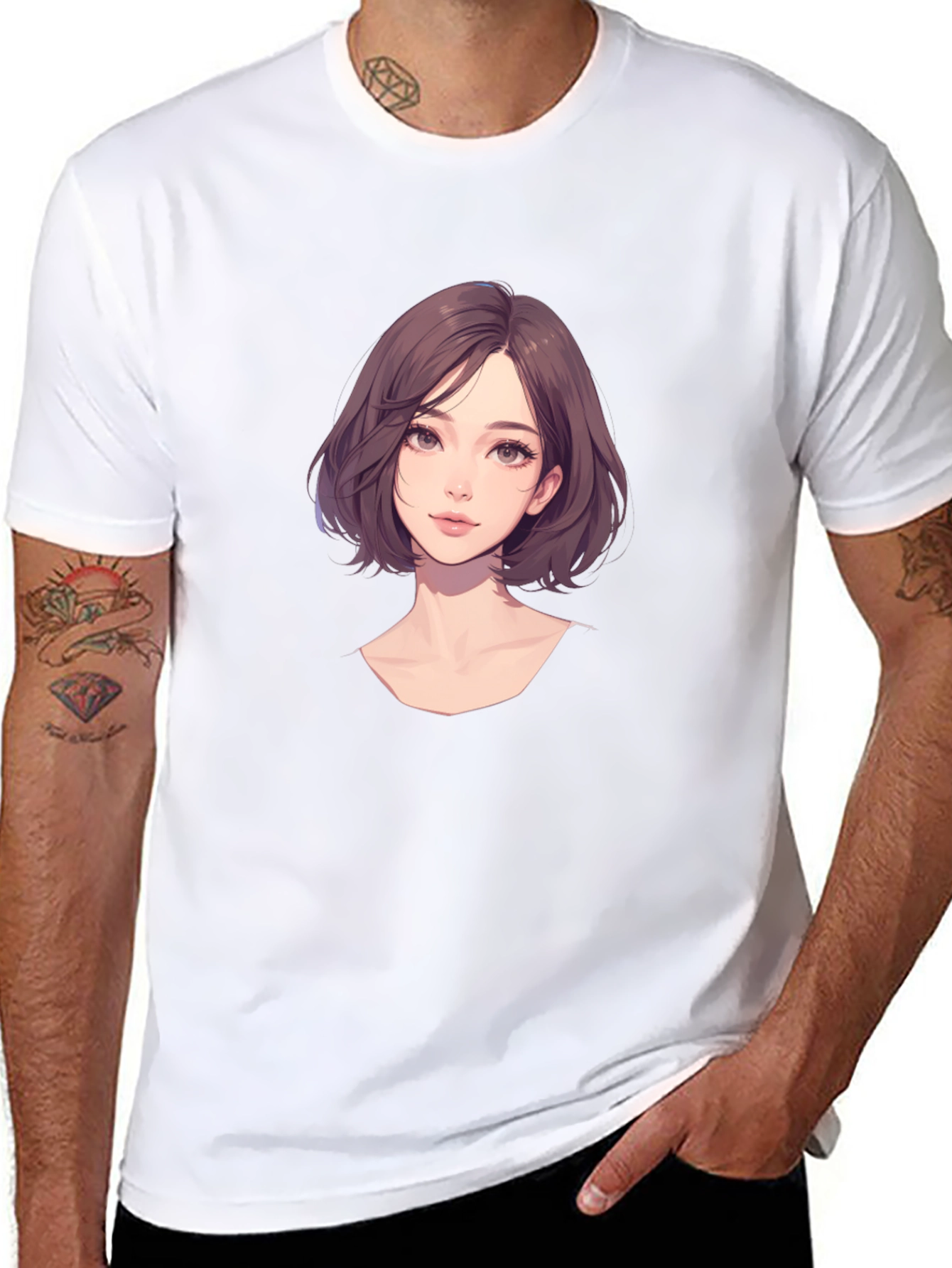 Anime Girl Graphic Black T-Shirt