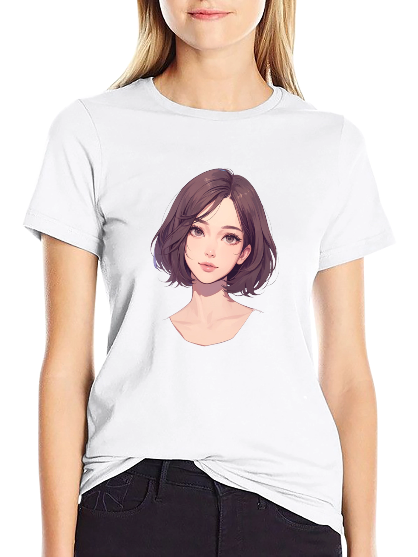 Anime Girl Graphic Black T-Shirt