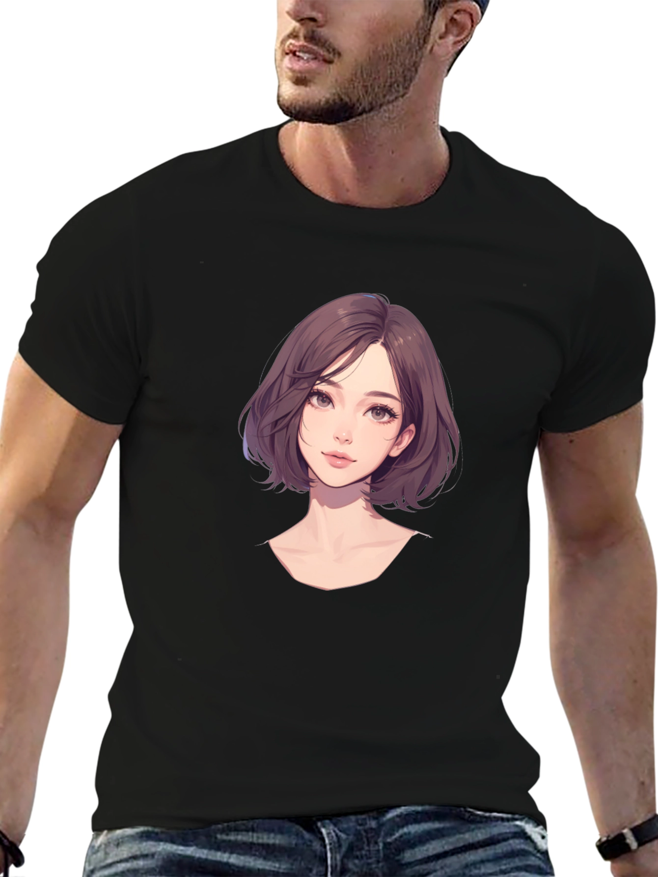 Anime Girl Graphic Black T-Shirt