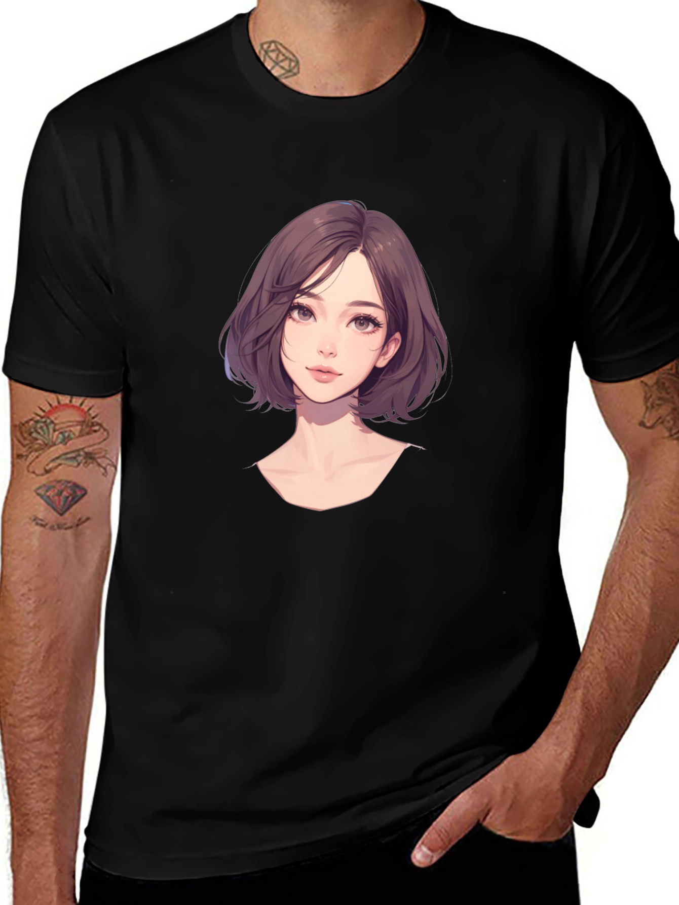 Anime Girl Graphic Black T-Shirt