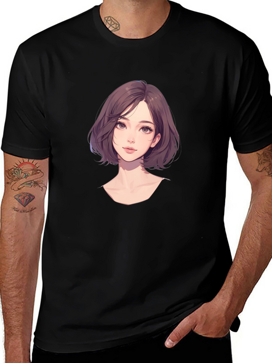 Anime Girl Graphic Black T-Shirt