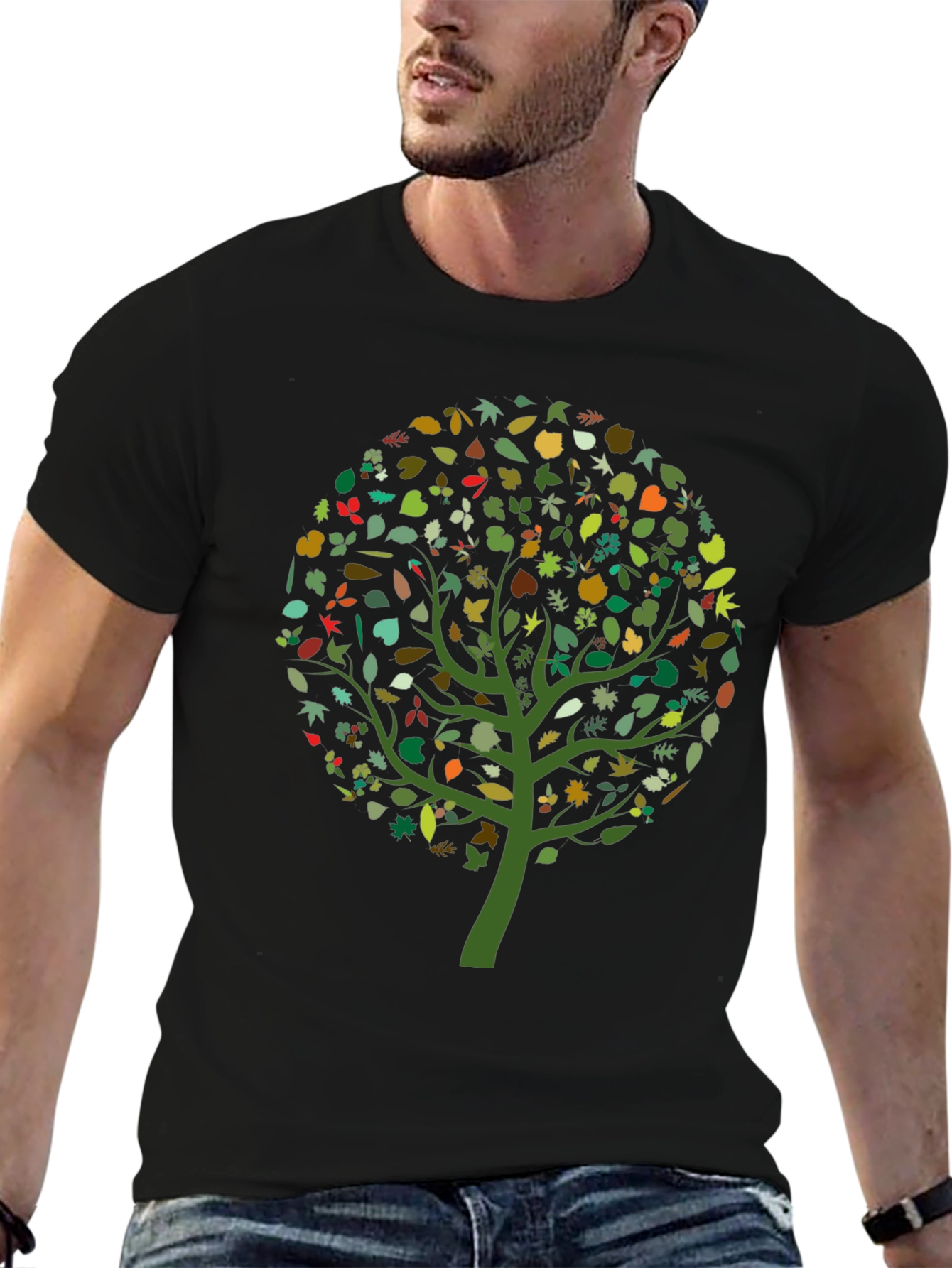 Nature Tree Graphic T-Shirt - Black