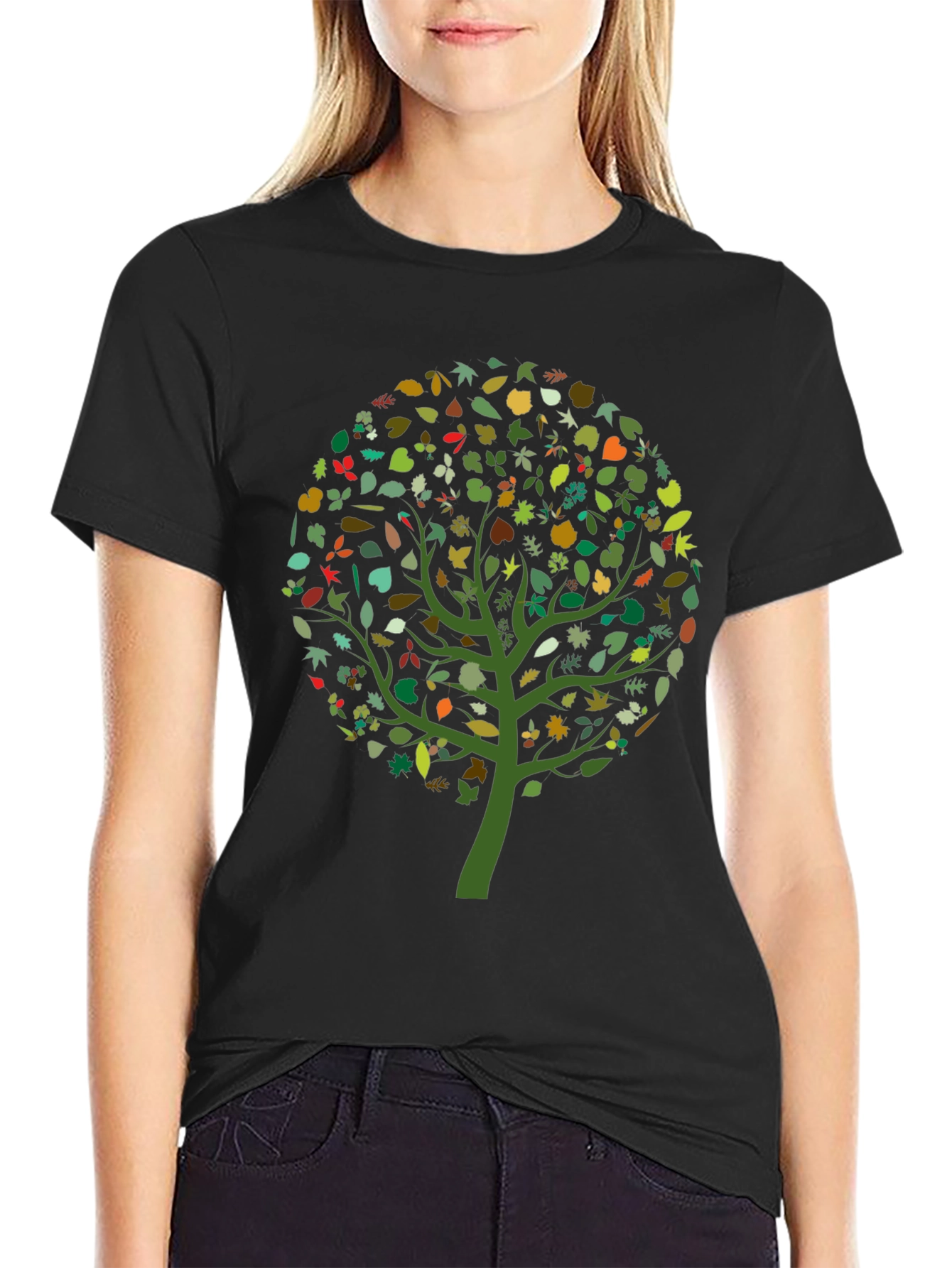 Nature Tree Graphic T-Shirt - Black