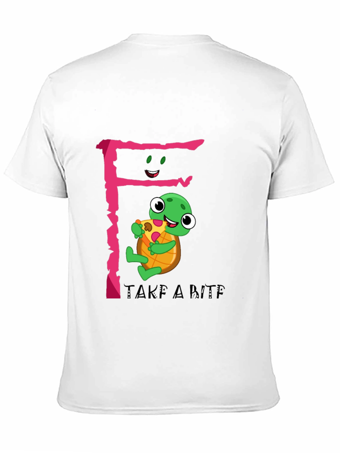 Cute Turtle Pizza Bite Black T-Shirt