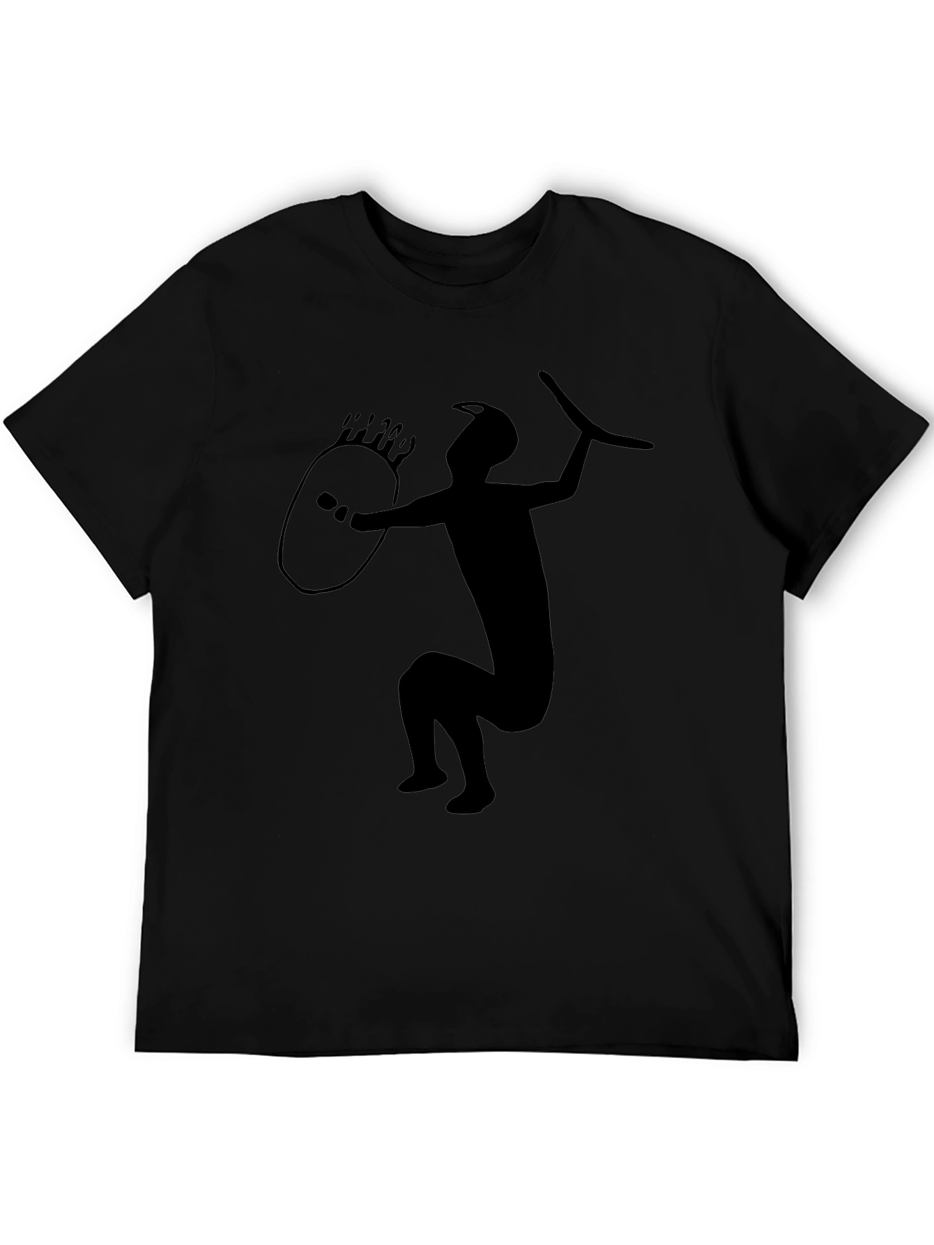 Tribal Warrior Graphic Tee - Black Cotton Blend
