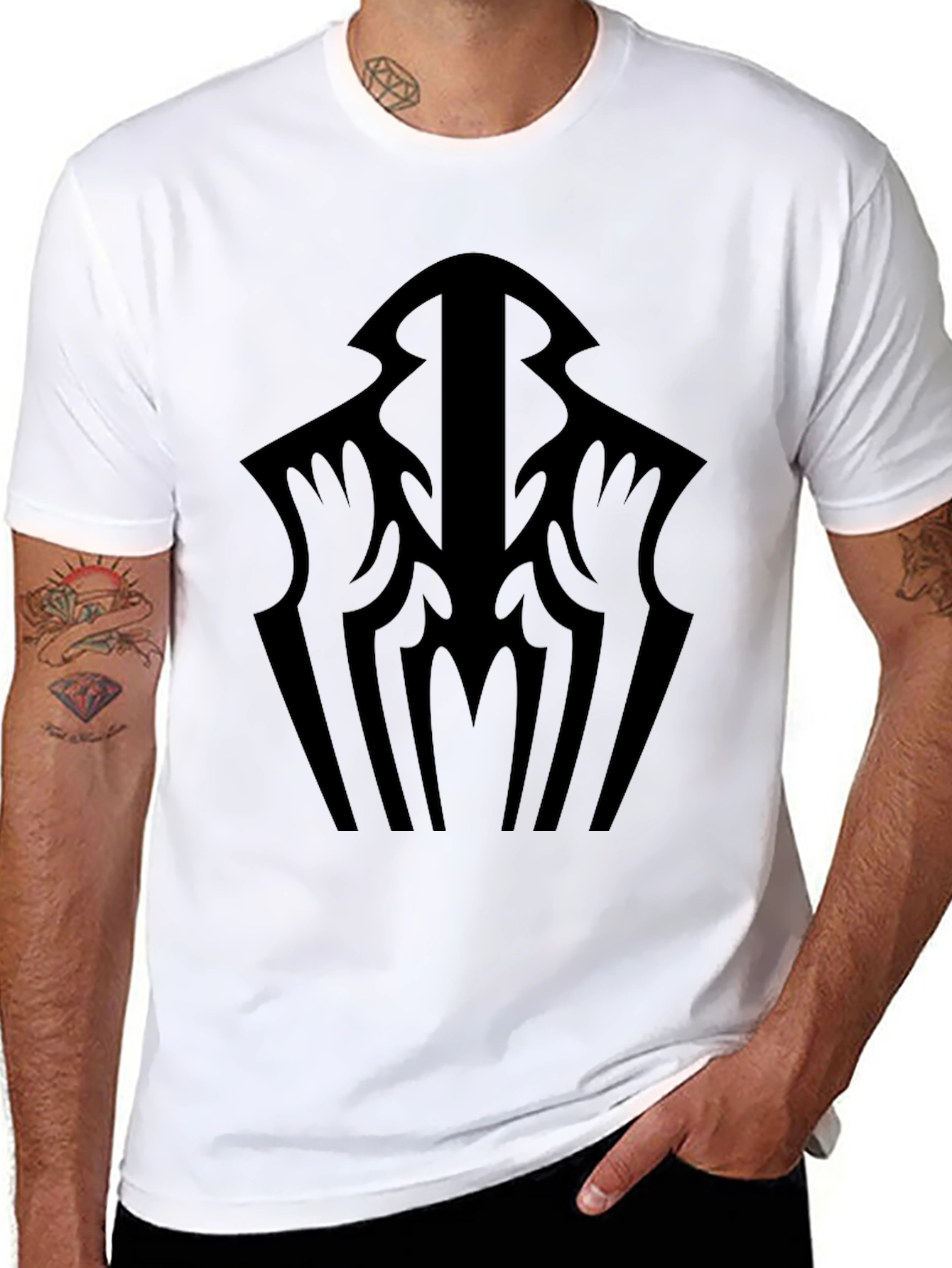 Mens Graphic Black T-Shirt - Abstract Design