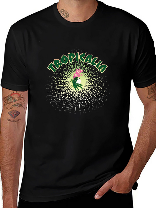 Tropicalia Graphic Print Mens Black T-Shirt