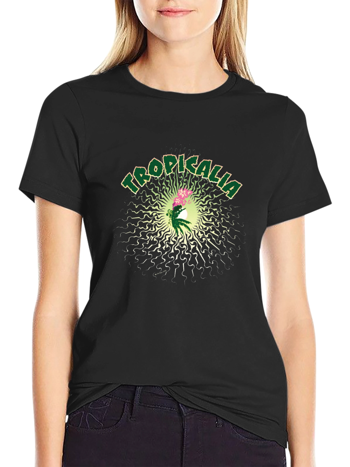 Tropicalia Graphic Print Mens Black T-Shirt