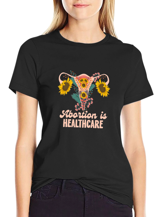 Abortion is Healthcare Uterus Sunflower Graphic Tee
