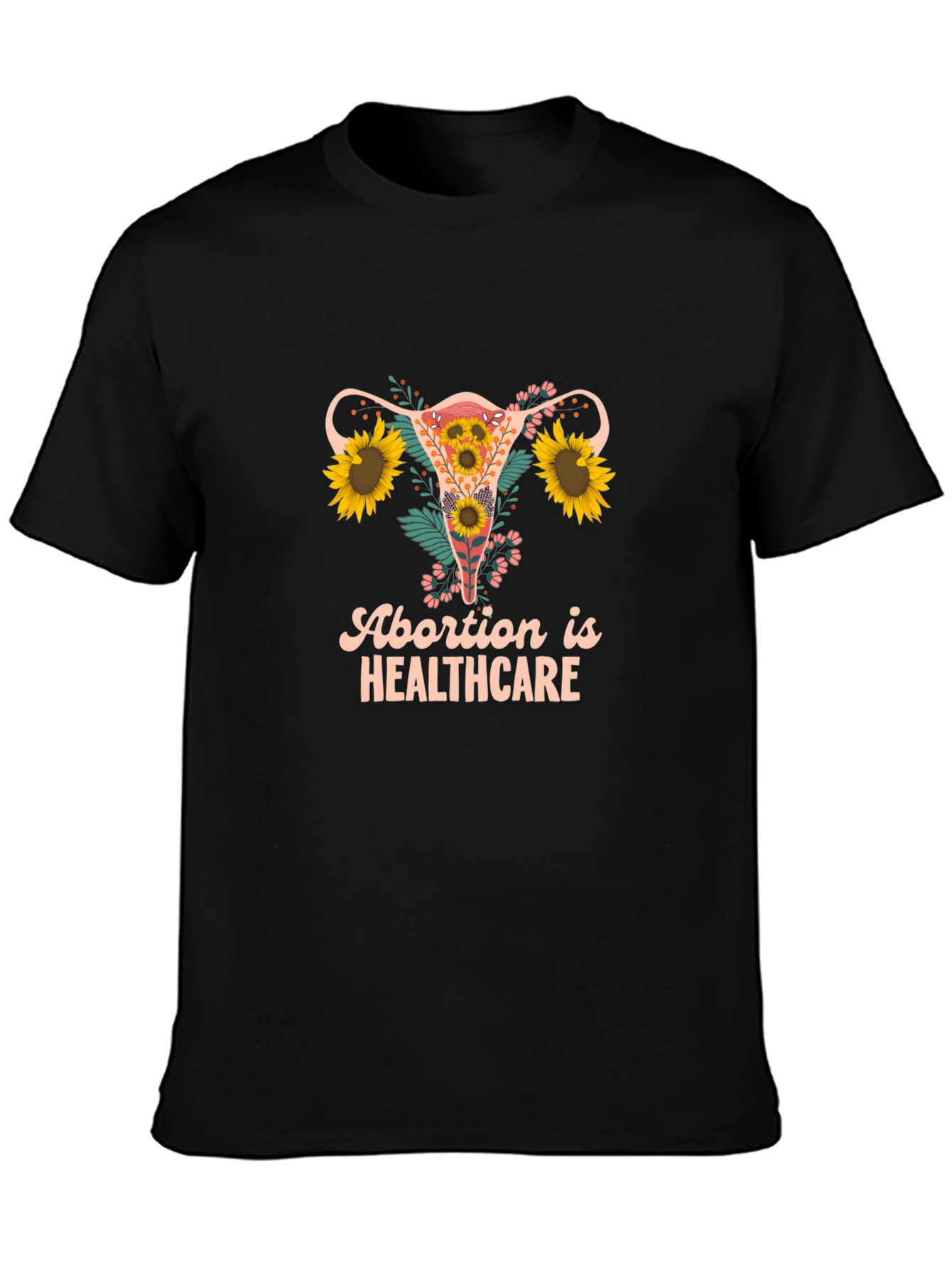 Abortion is Healthcare Uterus Sunflower Graphic Tee