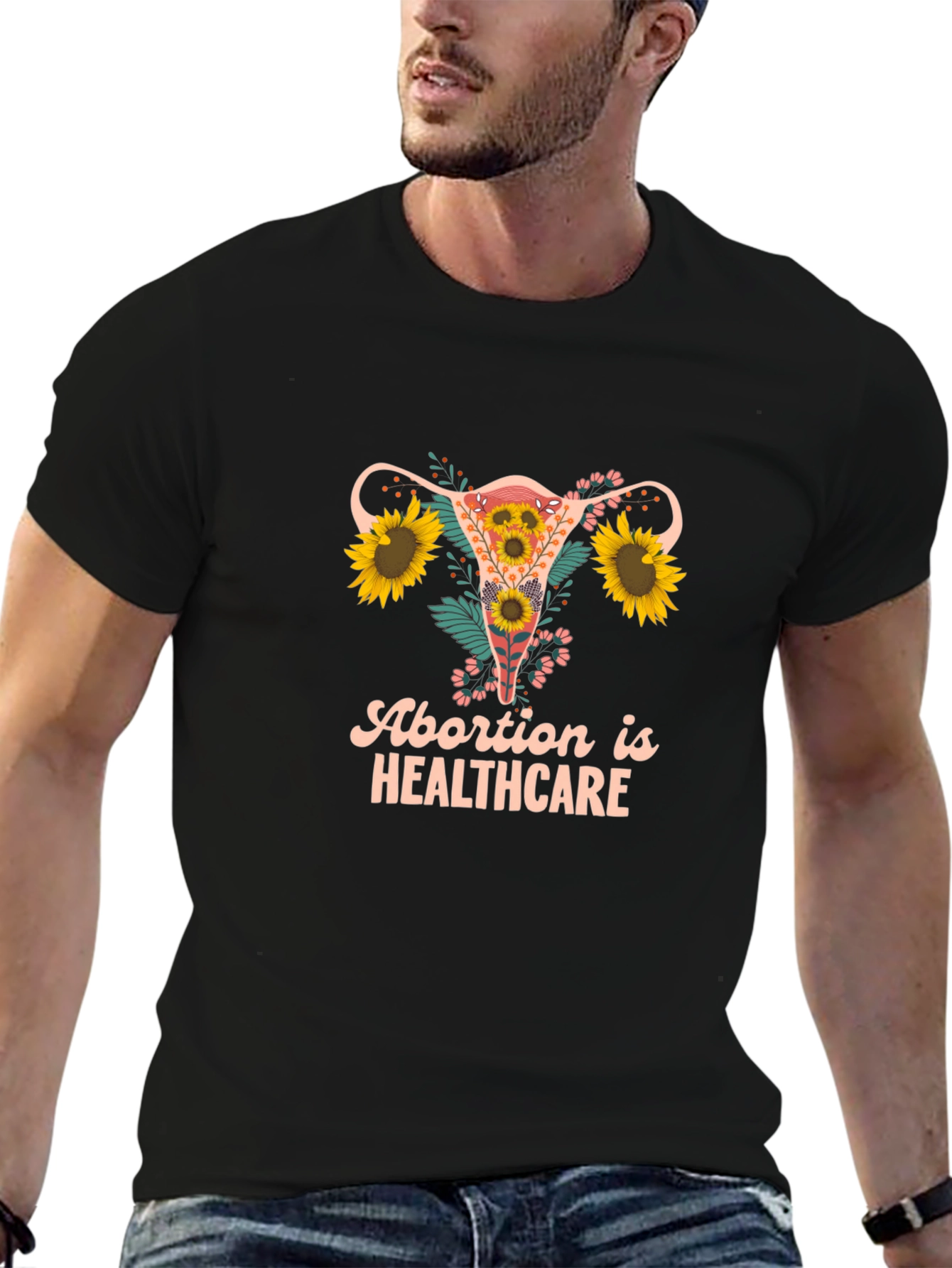 Abortion is Healthcare Uterus Sunflower Graphic Tee