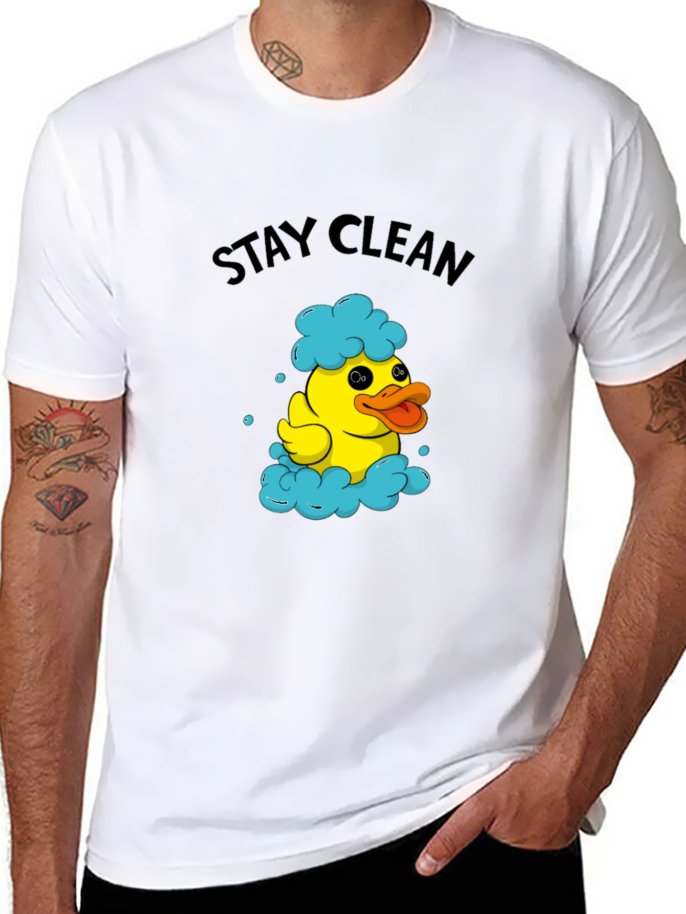 Stay Clean Duck T-Shirt - Novelty Graphic Tee