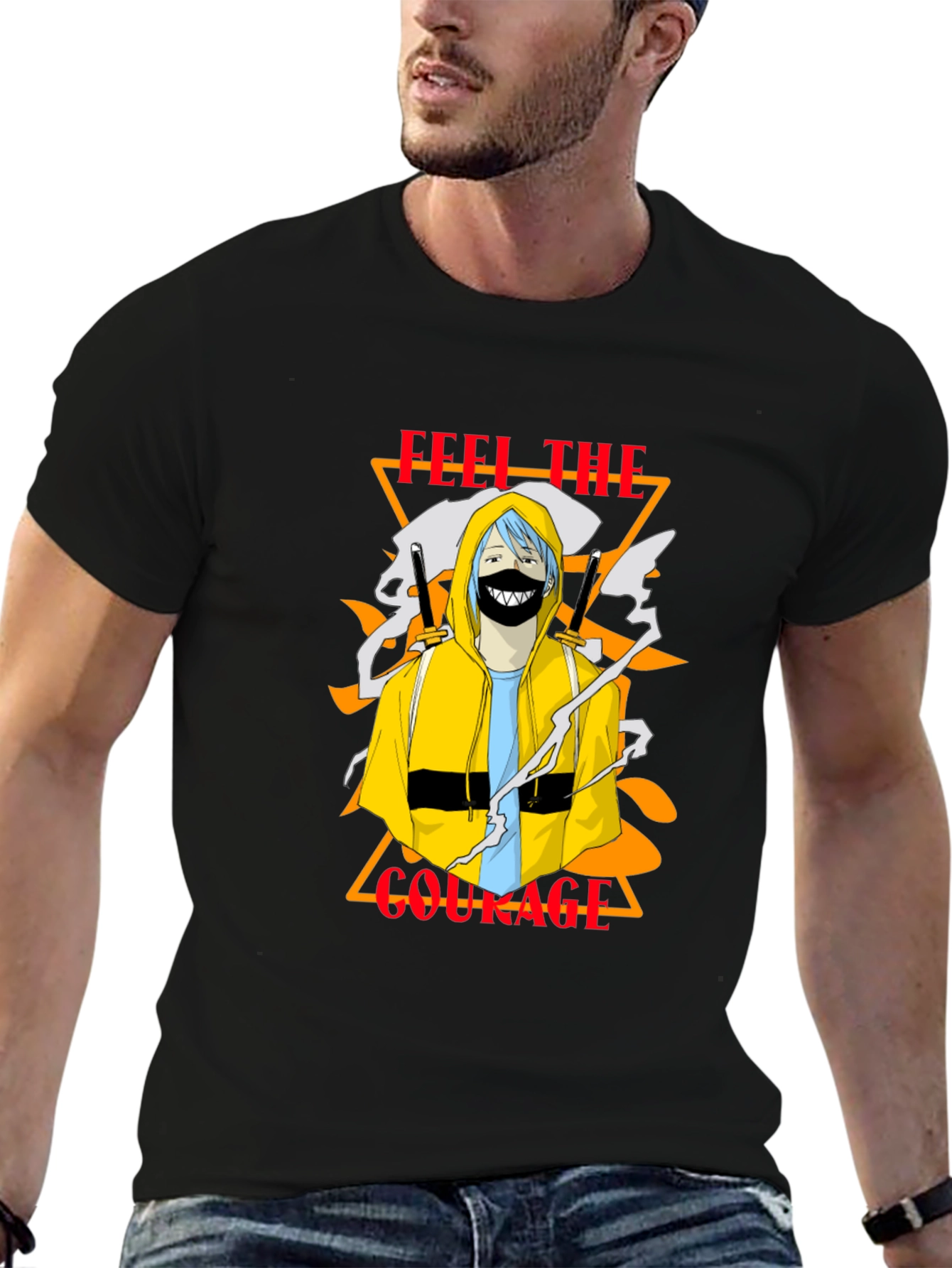 Anime Graphic Print Black T-Shirt