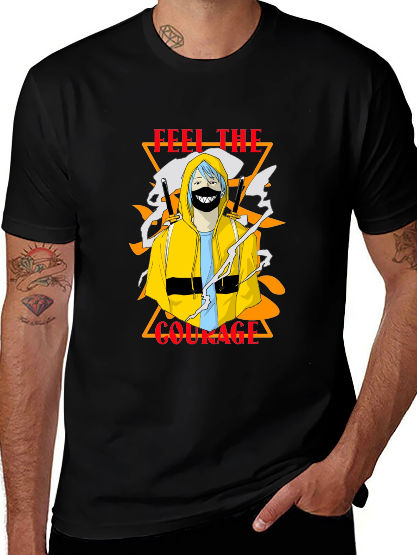 Anime Graphic Print Black T-Shirt