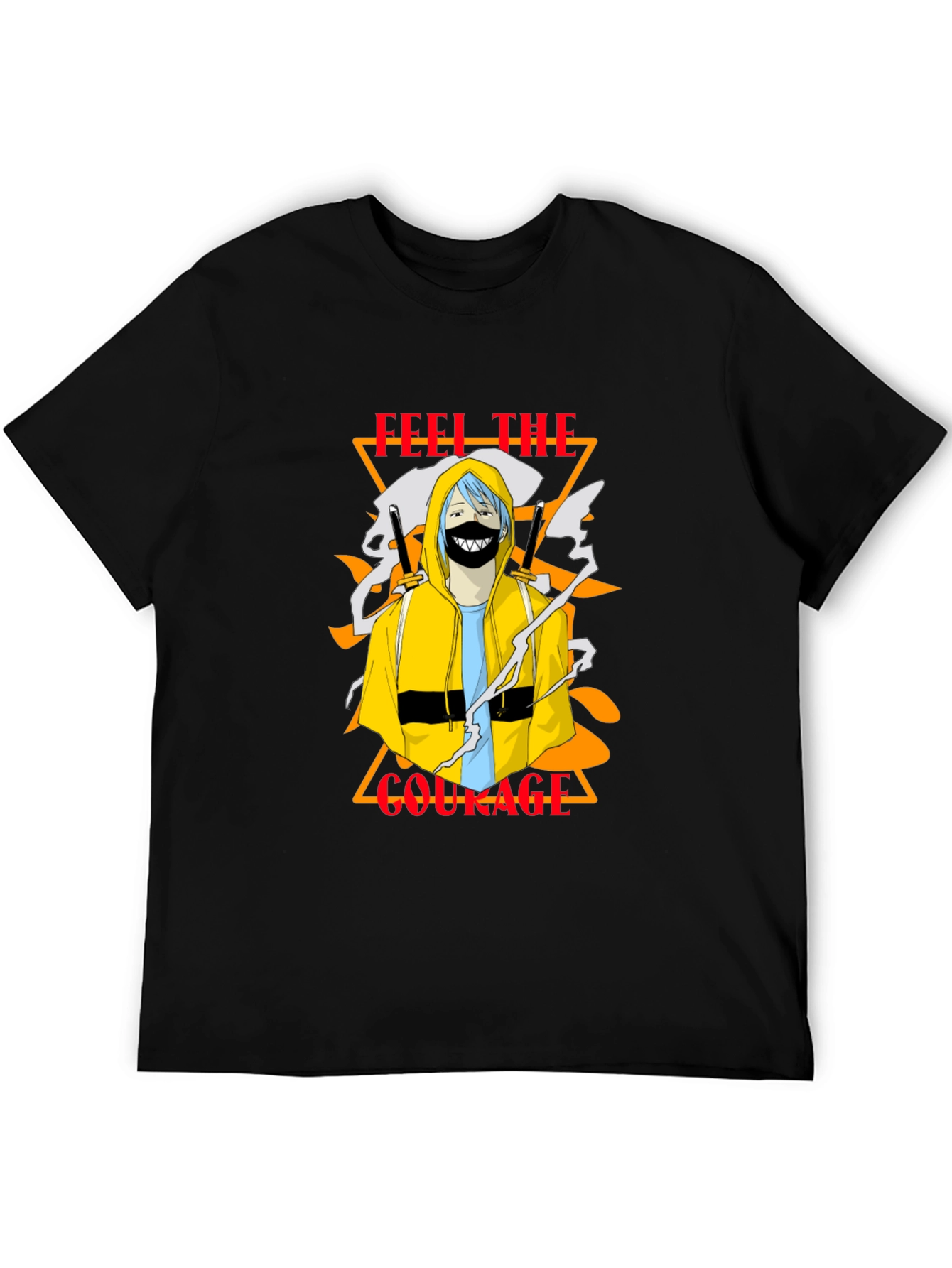 Anime Graphic Print Black T-Shirt