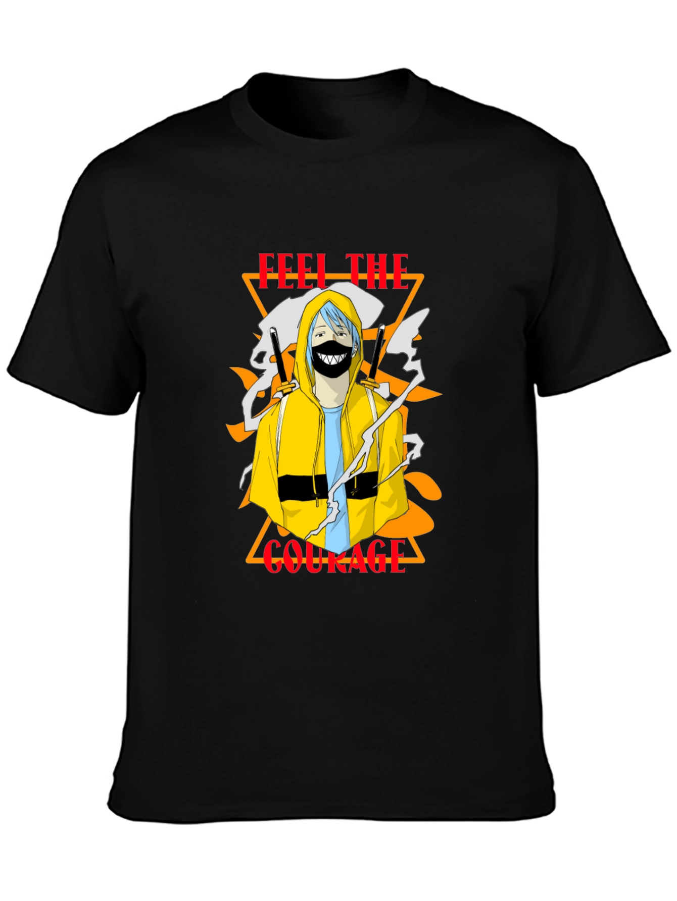 Anime Graphic Print Black T-Shirt