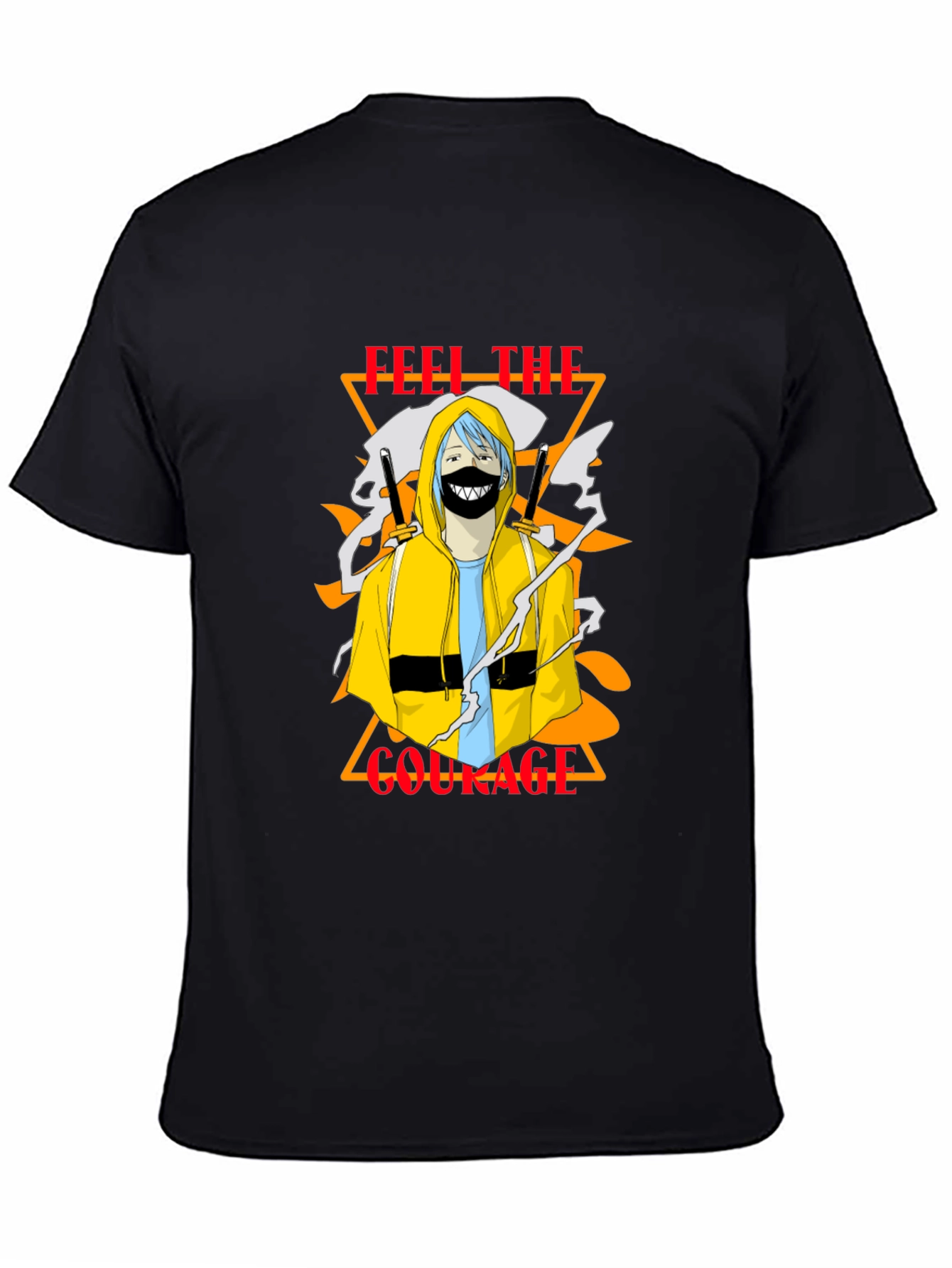 Anime Graphic Print Black T-Shirt