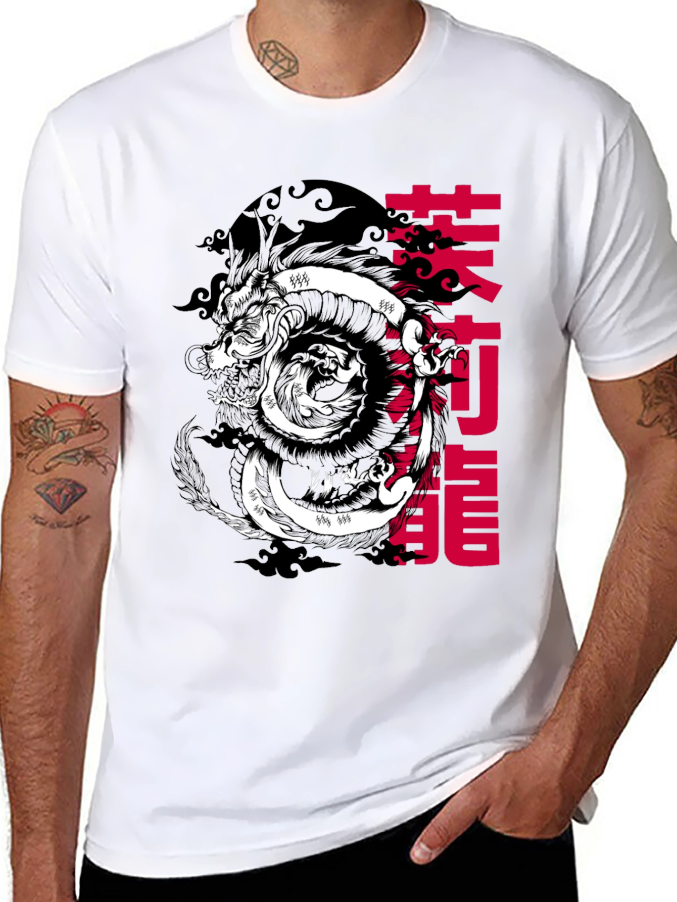 Dragon Graphic Tee - Mens Black Cotton T-Shirt
