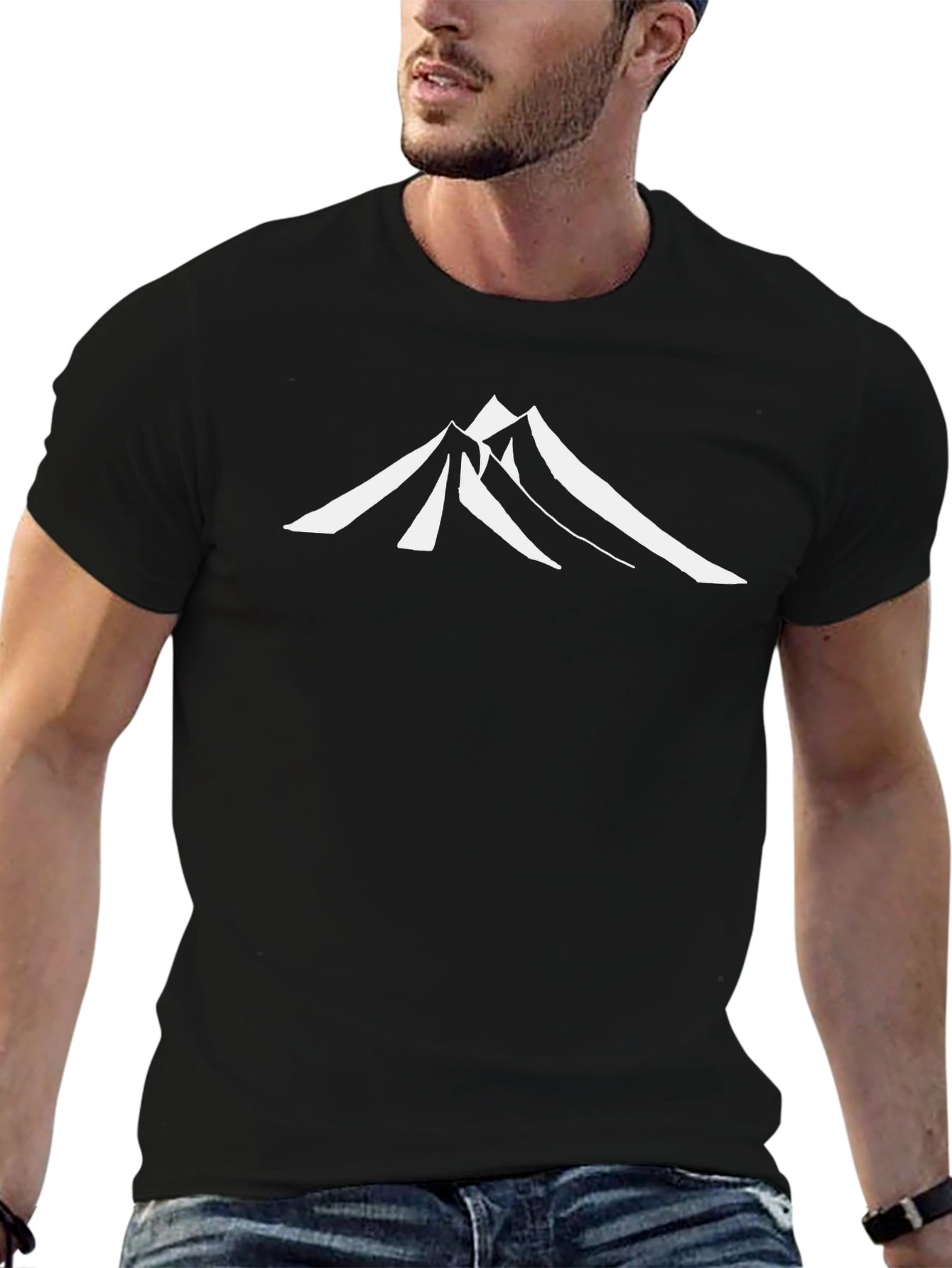 Mountain Peak Graphic Tee - Black Cotton Shirt