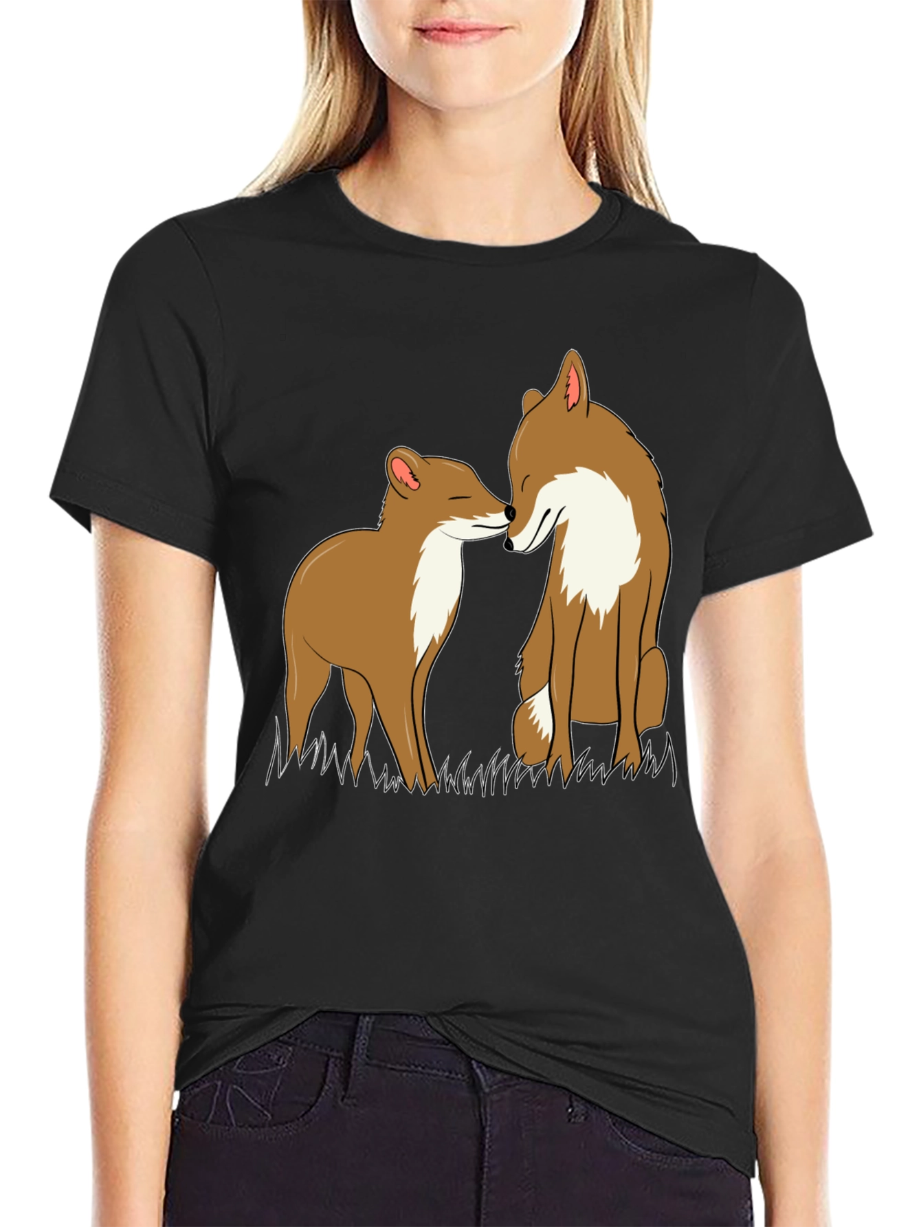 Fox Love Graphic Tee - Black Crew Neck