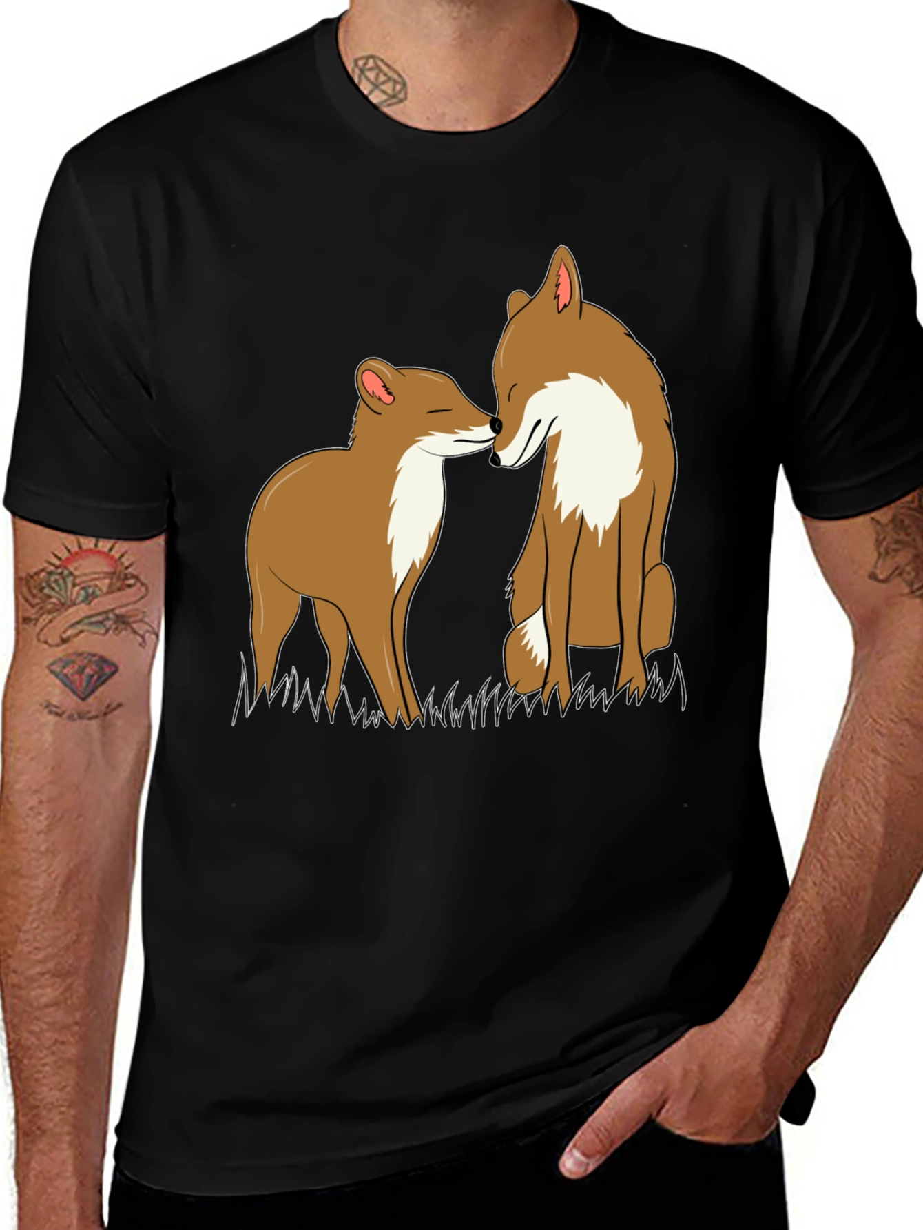 Fox Love Graphic Tee - Black Crew Neck