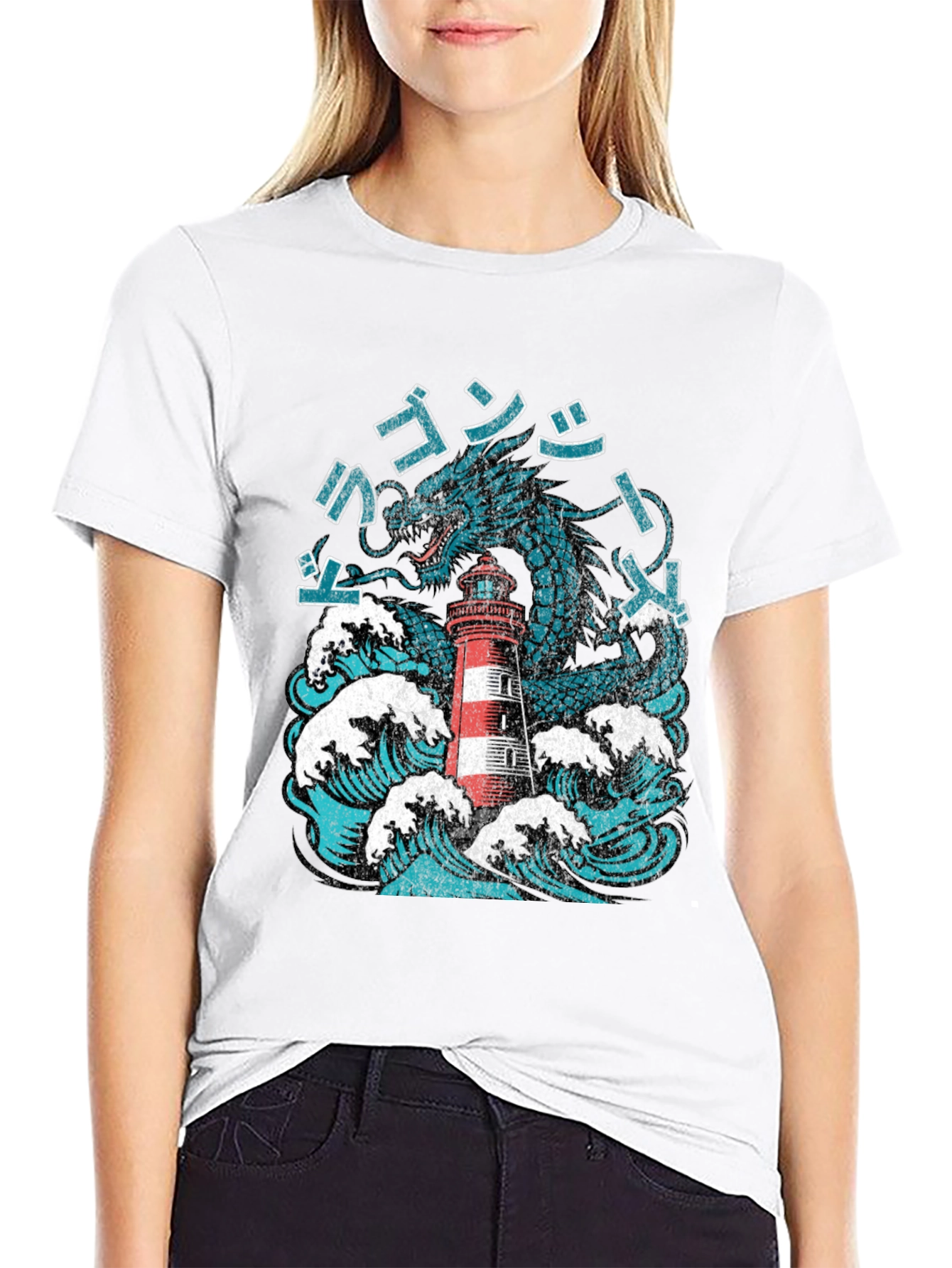 Dragon Lighthouse Graphic Tee - Unique Design
