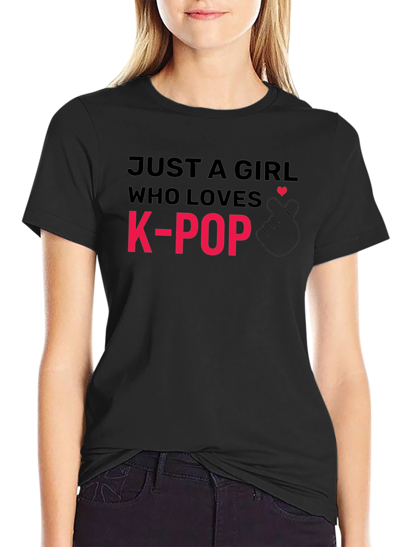 Just a Girl Who Loves K-Pop Black T-Shirt