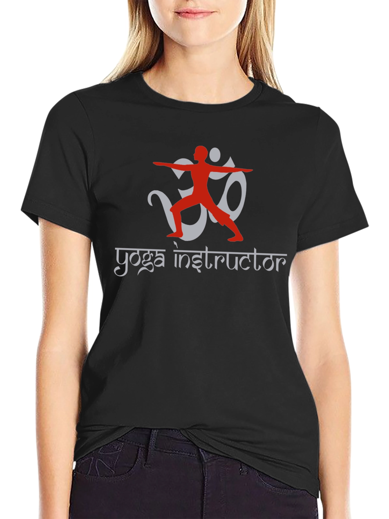 Yoga Instructor Black T-Shirt Om Design