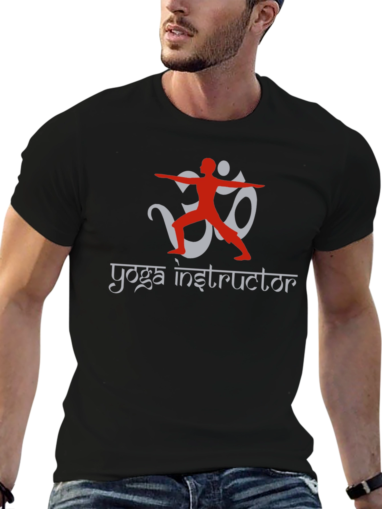 Yoga Instructor Black T-Shirt Om Design