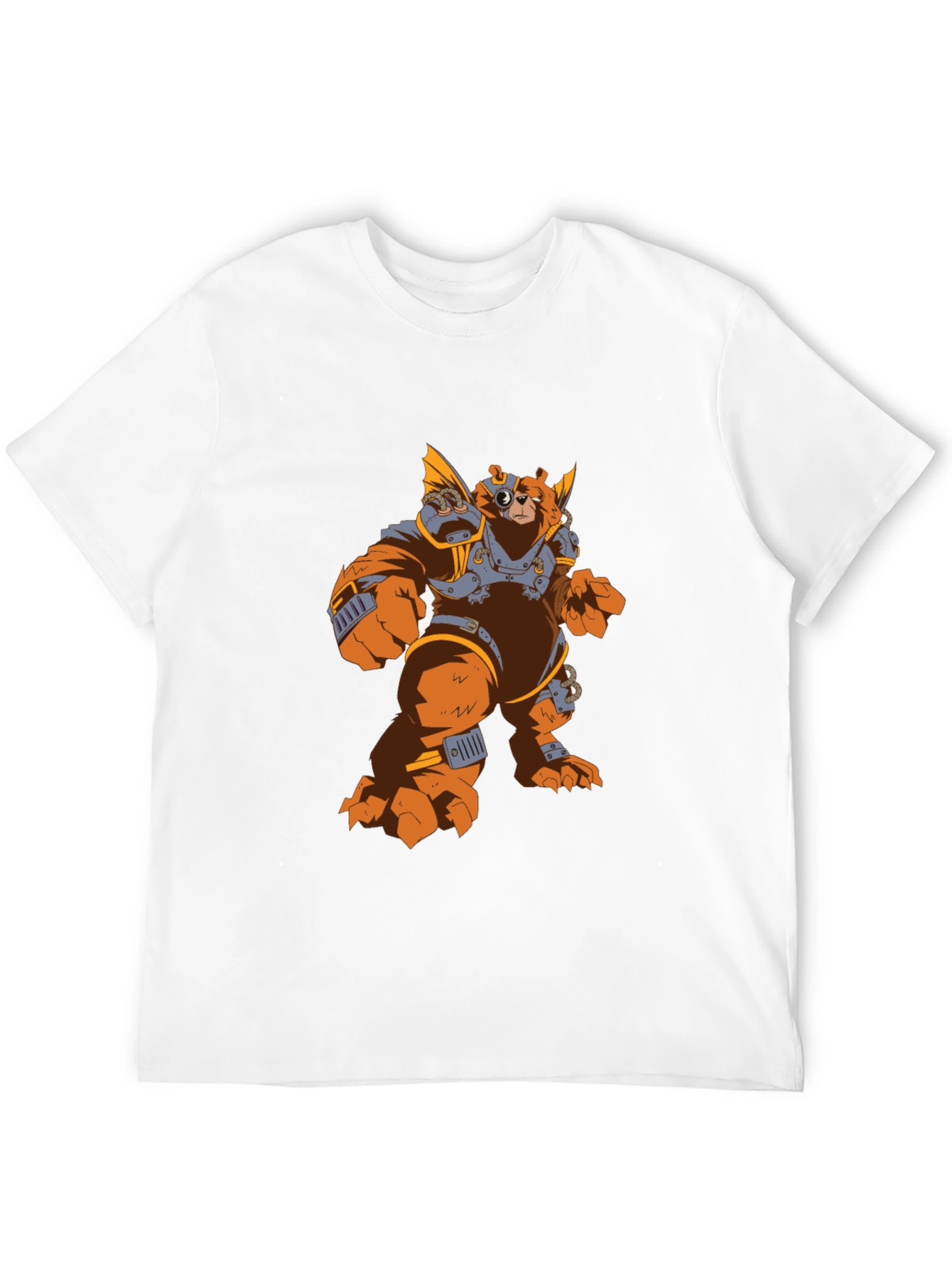 Steampunk Bear Graphic Tee - Black Cotton T-Shirt