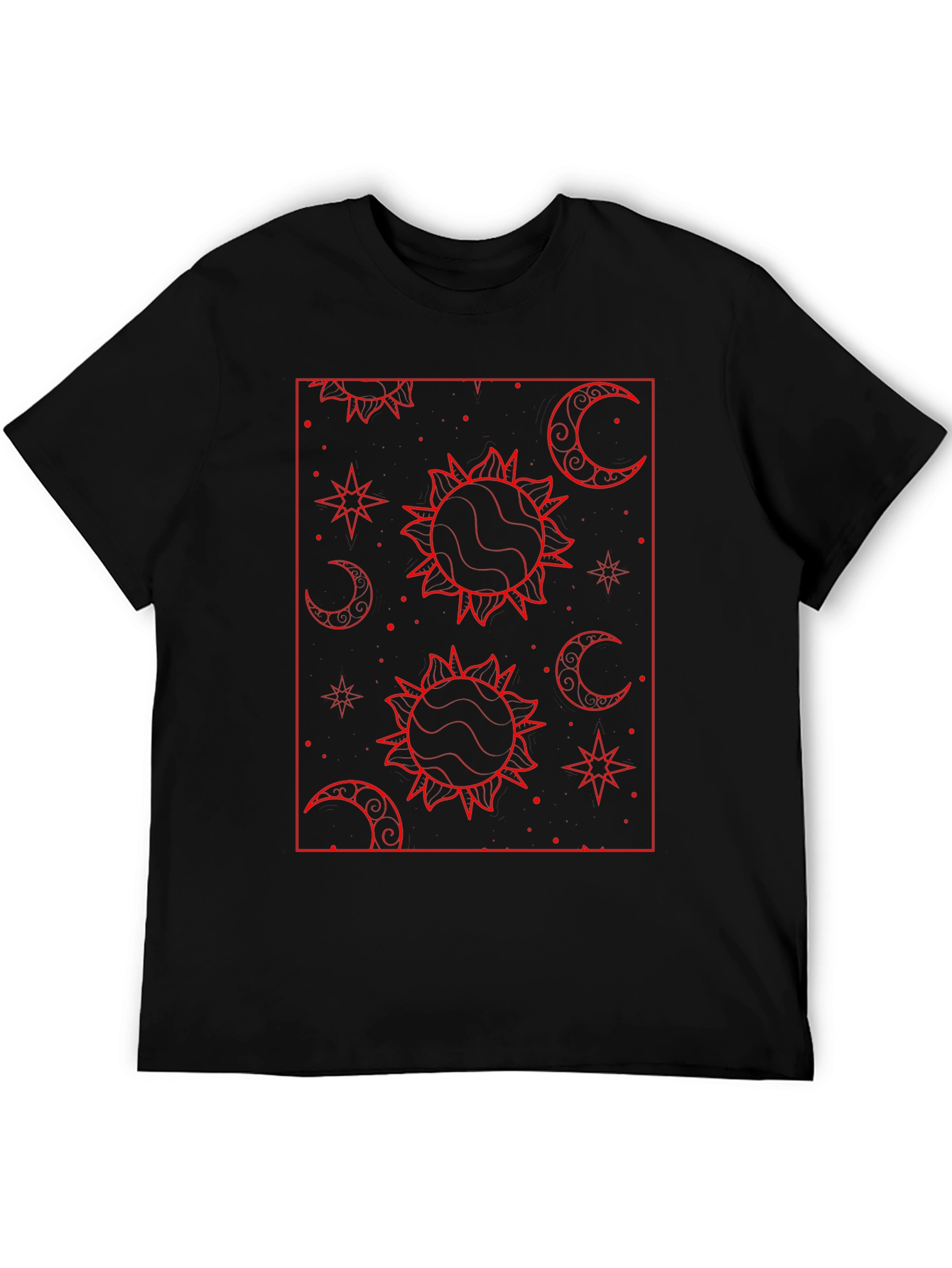 Celestial Sun & Moon Graphic Tee - Black