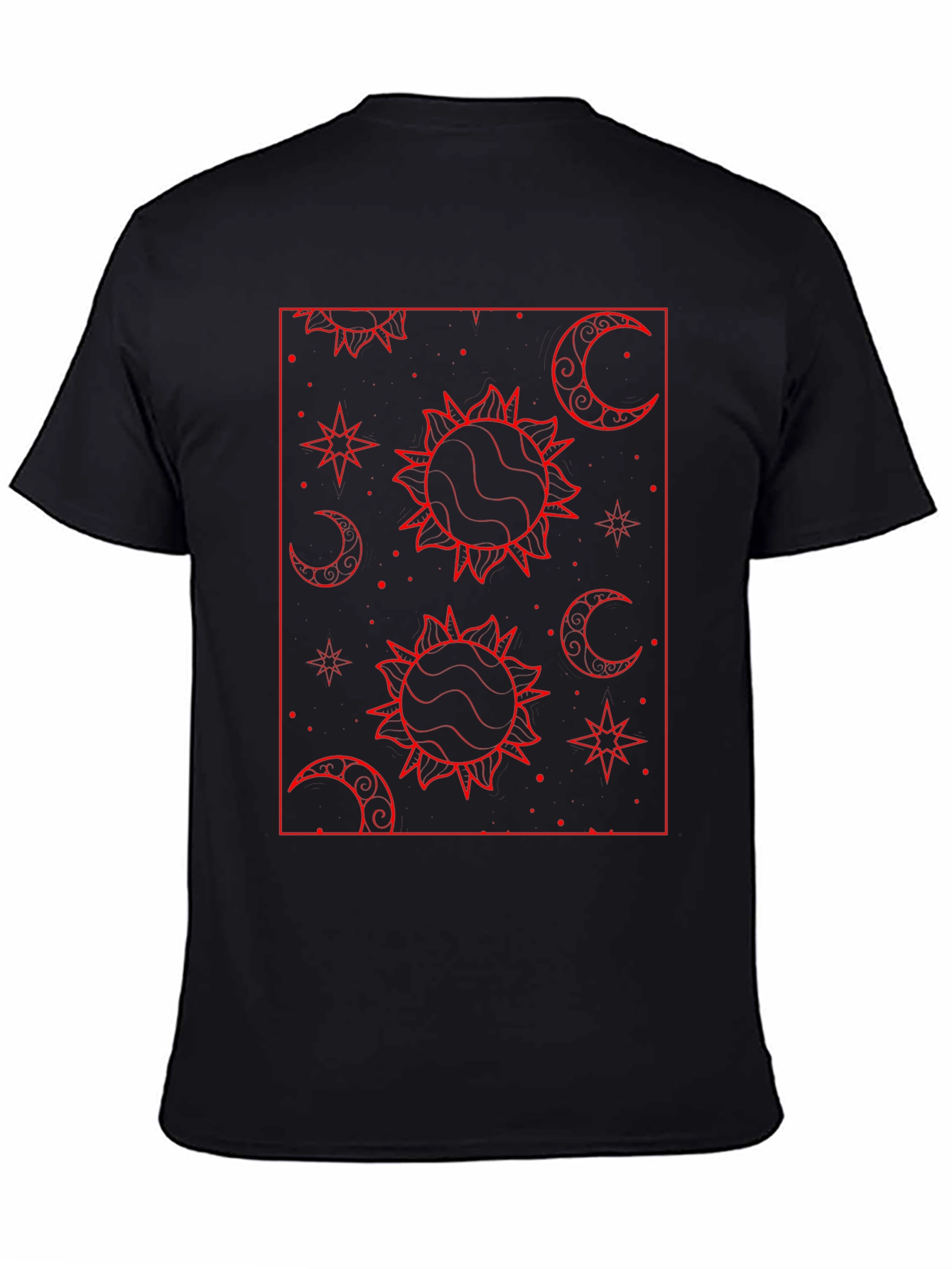 Celestial Sun & Moon Graphic Tee - Black