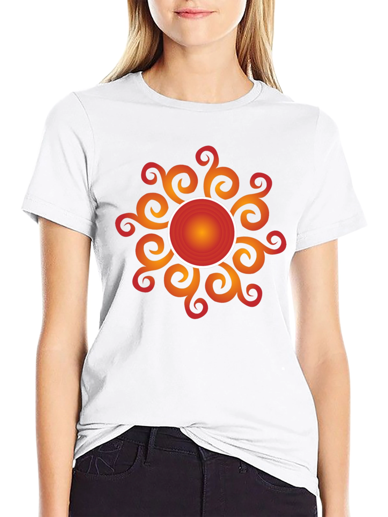 Radiant Sunburst Graphic Tee - Stylish Black Cotton T-Shirt