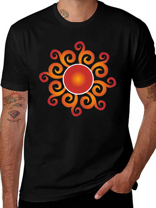 Radiant Sunburst Graphic Tee - Stylish Black Cotton T-Shirt