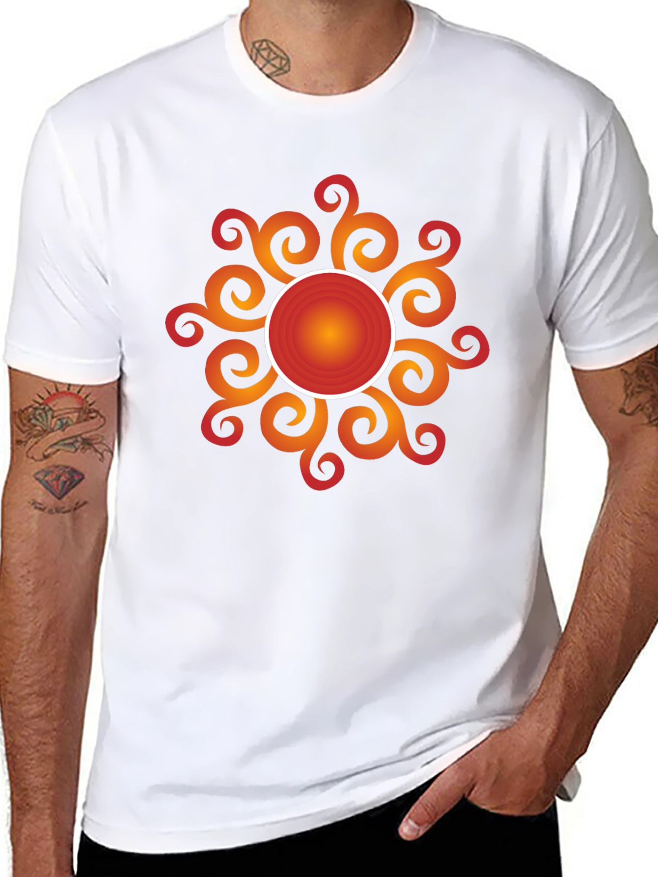 Radiant Sunburst Graphic Tee - Stylish Black Cotton T-Shirt