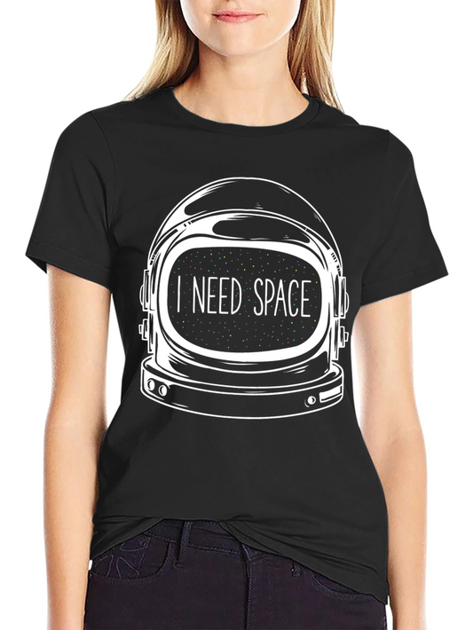 I Need Space Black Graphic Tee - Astronaut Helmet Design