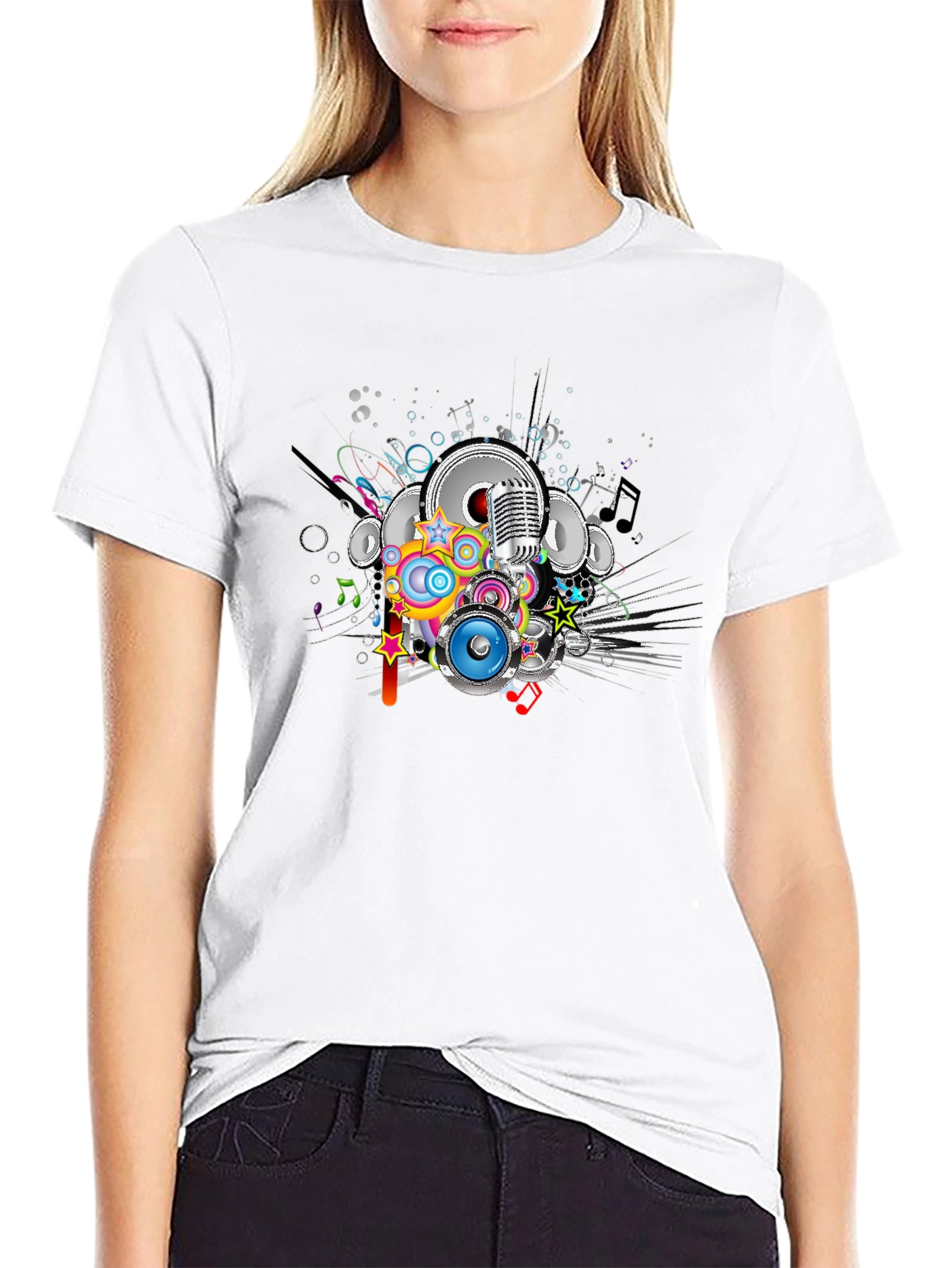 Retro Music Graphic Black T-Shirt