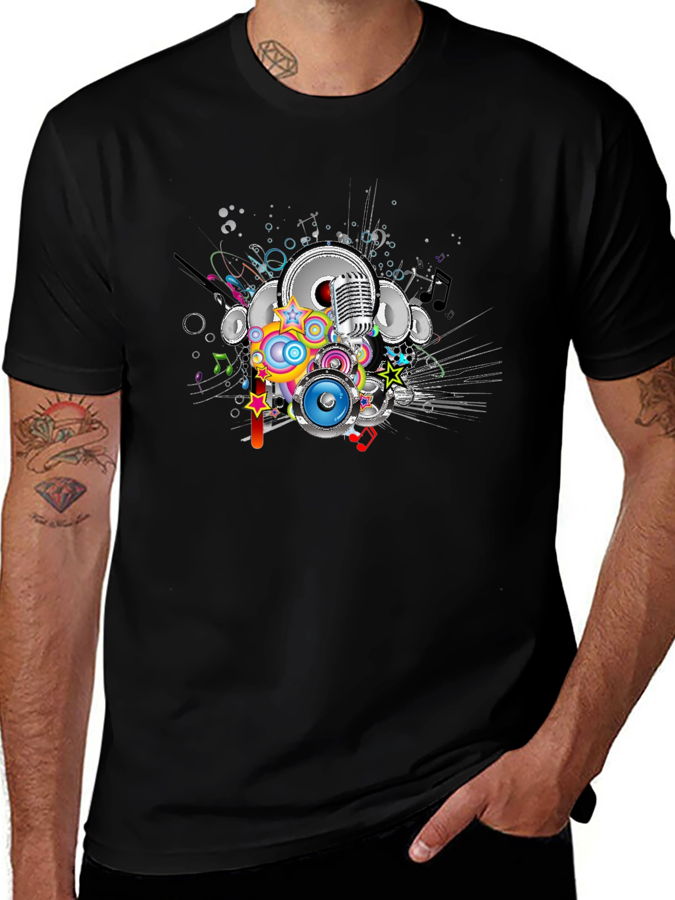 Retro Music Graphic Black T-Shirt